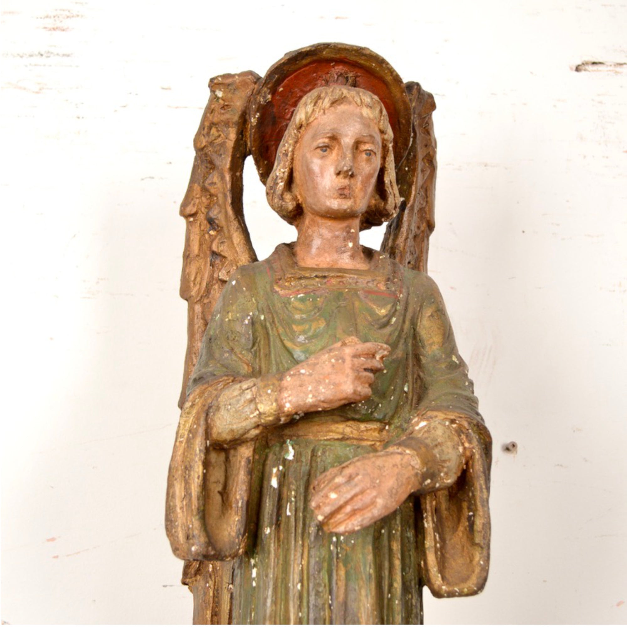 Painted Angel Sculpture Attributed to Charles Pizzano (1893–1987)