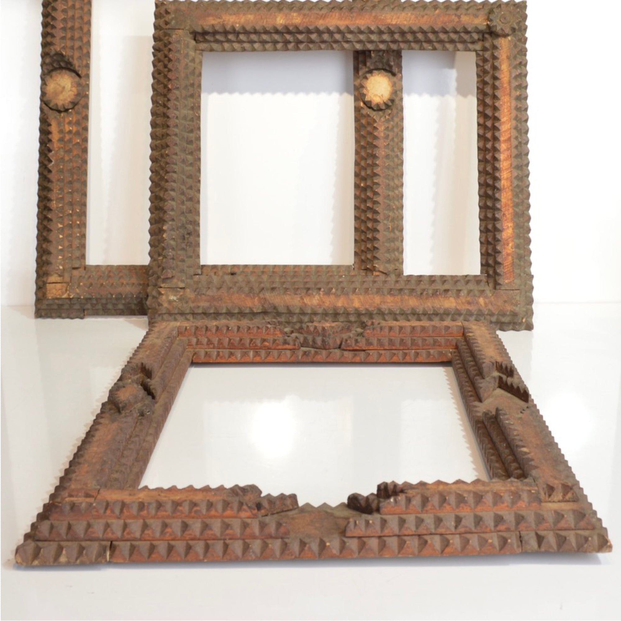 Set of 3 Antique Tramp Art Frames | c.1900