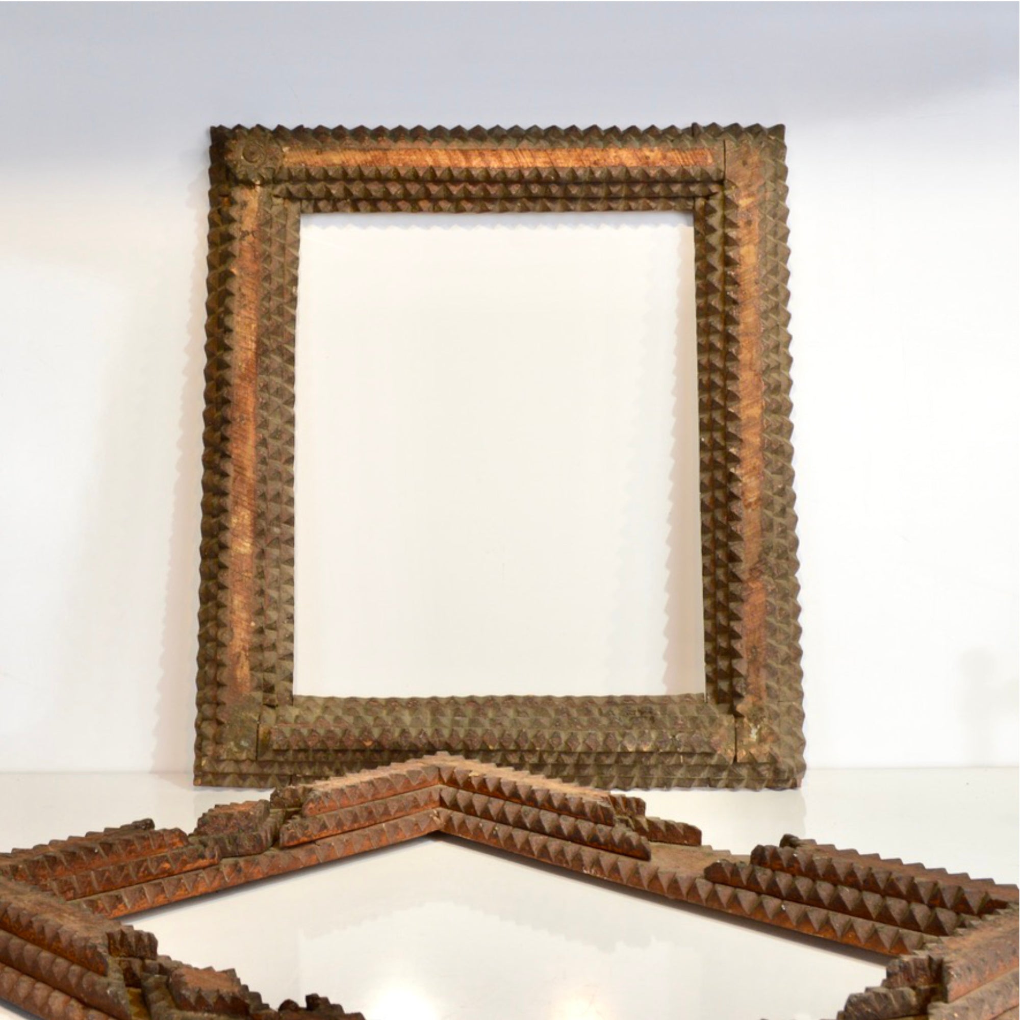 Set of 3 Antique Tramp Art Frames | c.1900