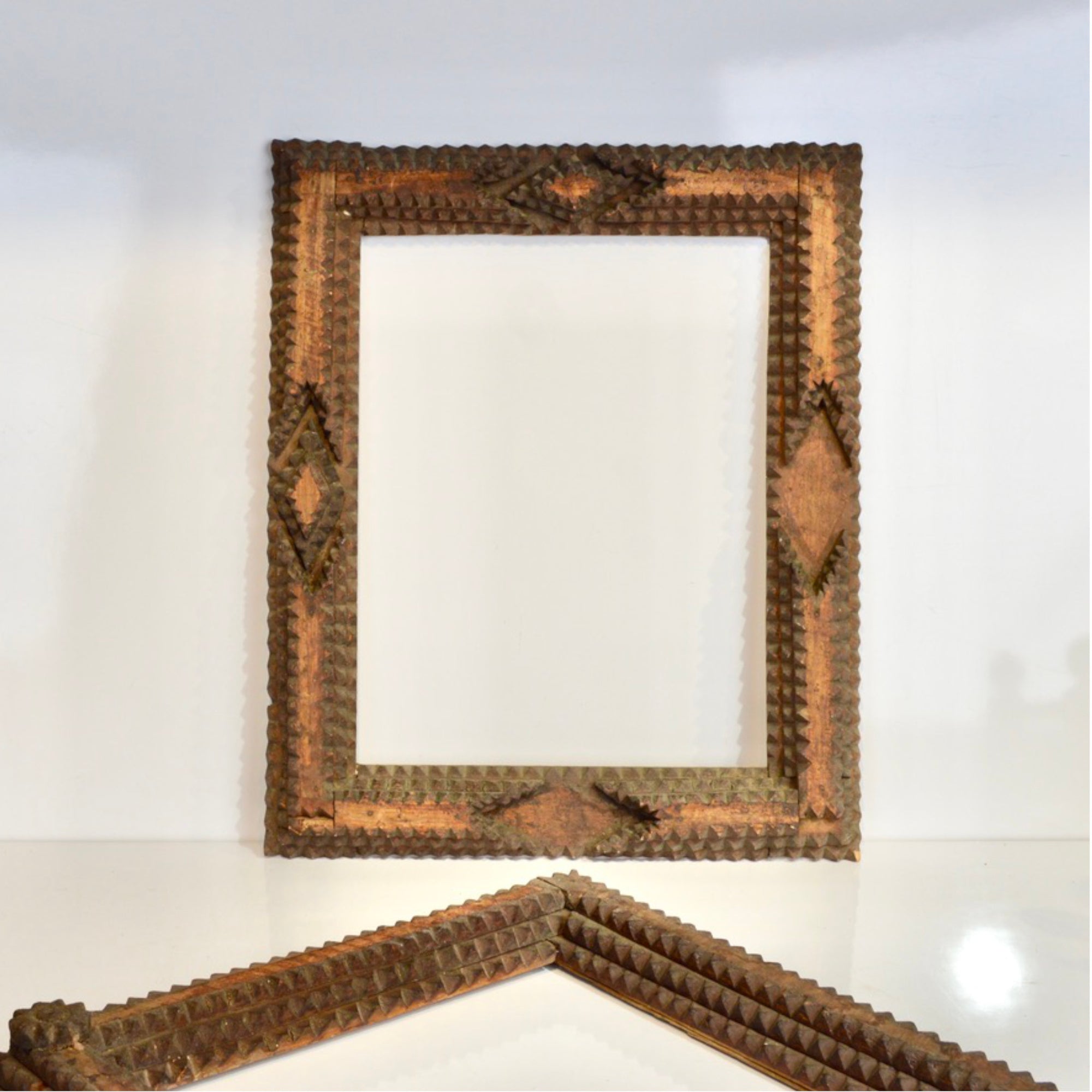 Set of 3 Antique Tramp Art Frames | c.1900