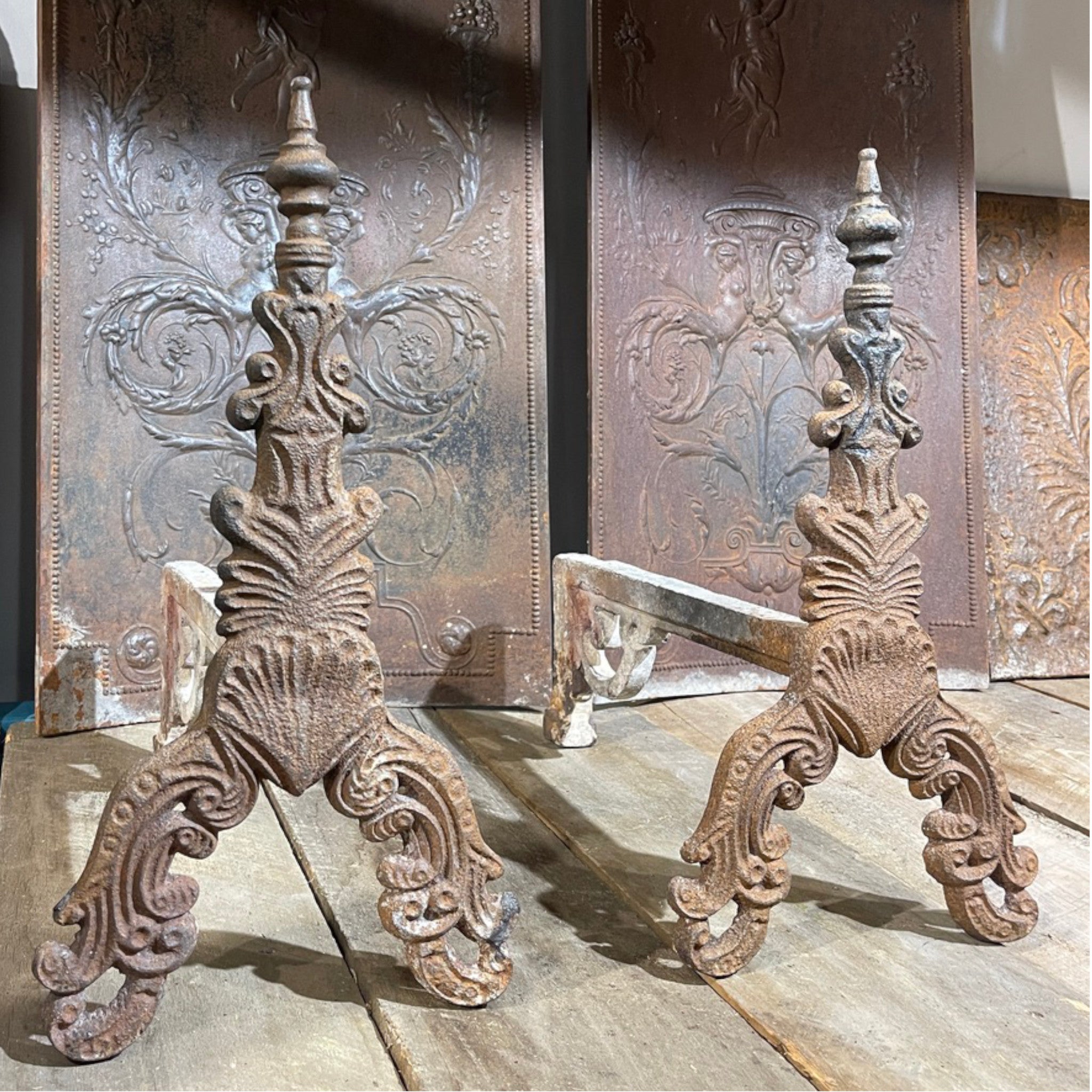 19th Century Cast Iron Andirons
