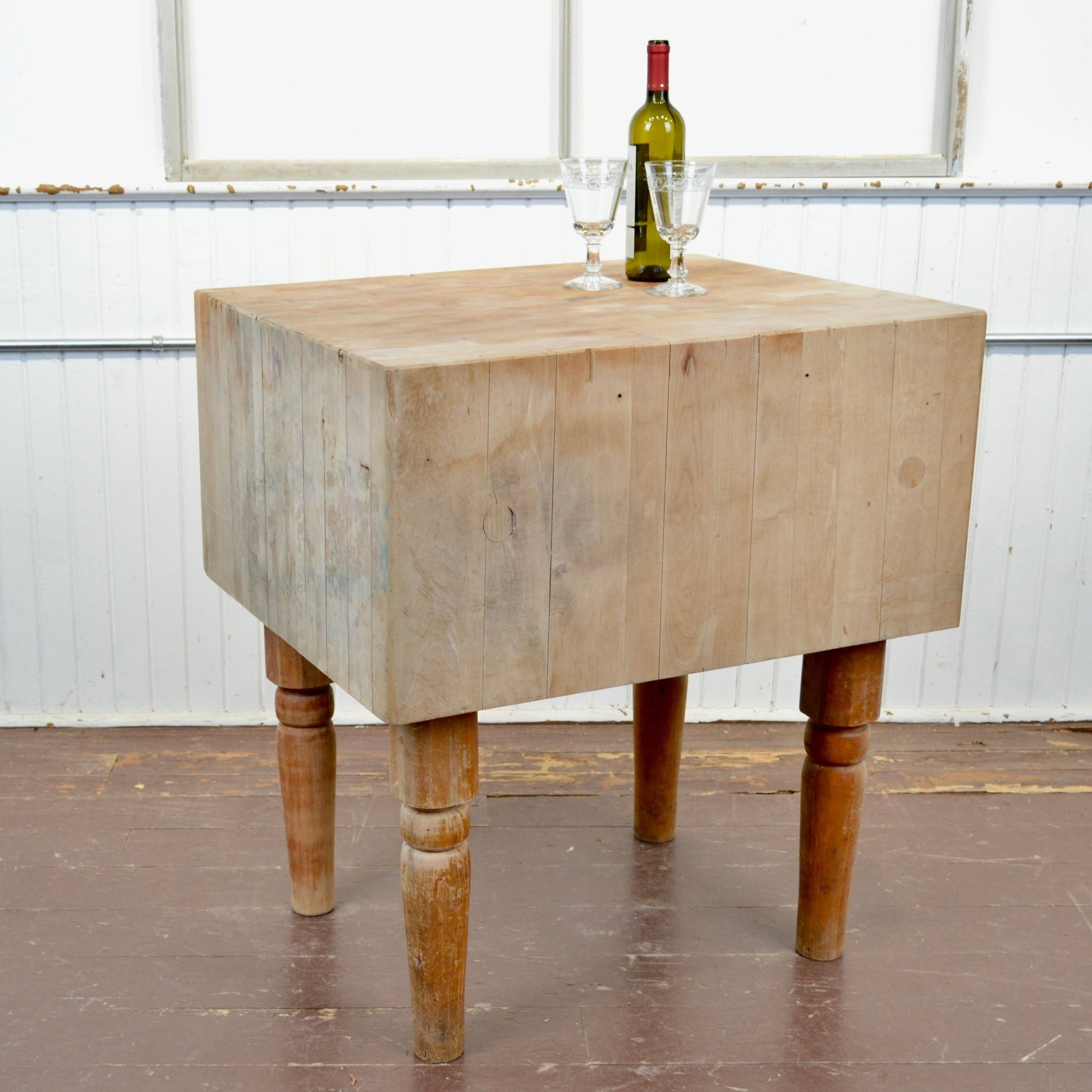 Antique Butcher Block Table - Salvage-Garden