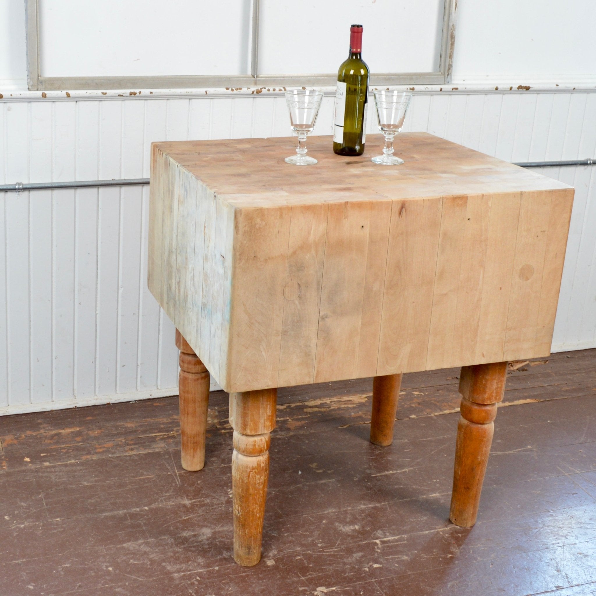 Antique Butcher Block Table - Salvage-Garden