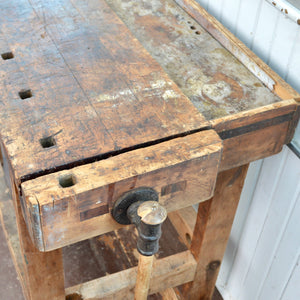 Antique Carpenter's Bench With Two Vices - Salvage-Garden