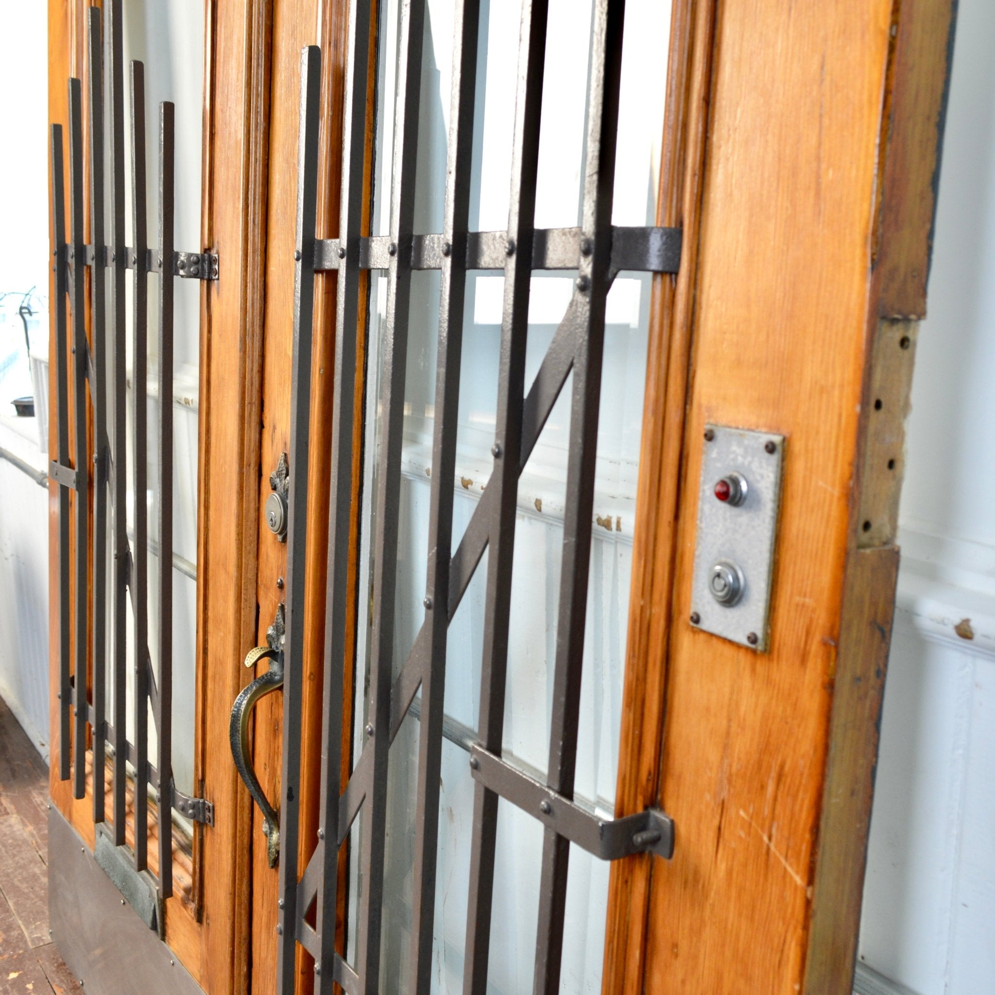 Antique Entrance Doors With Steel Security Bars - Salvage-Garden