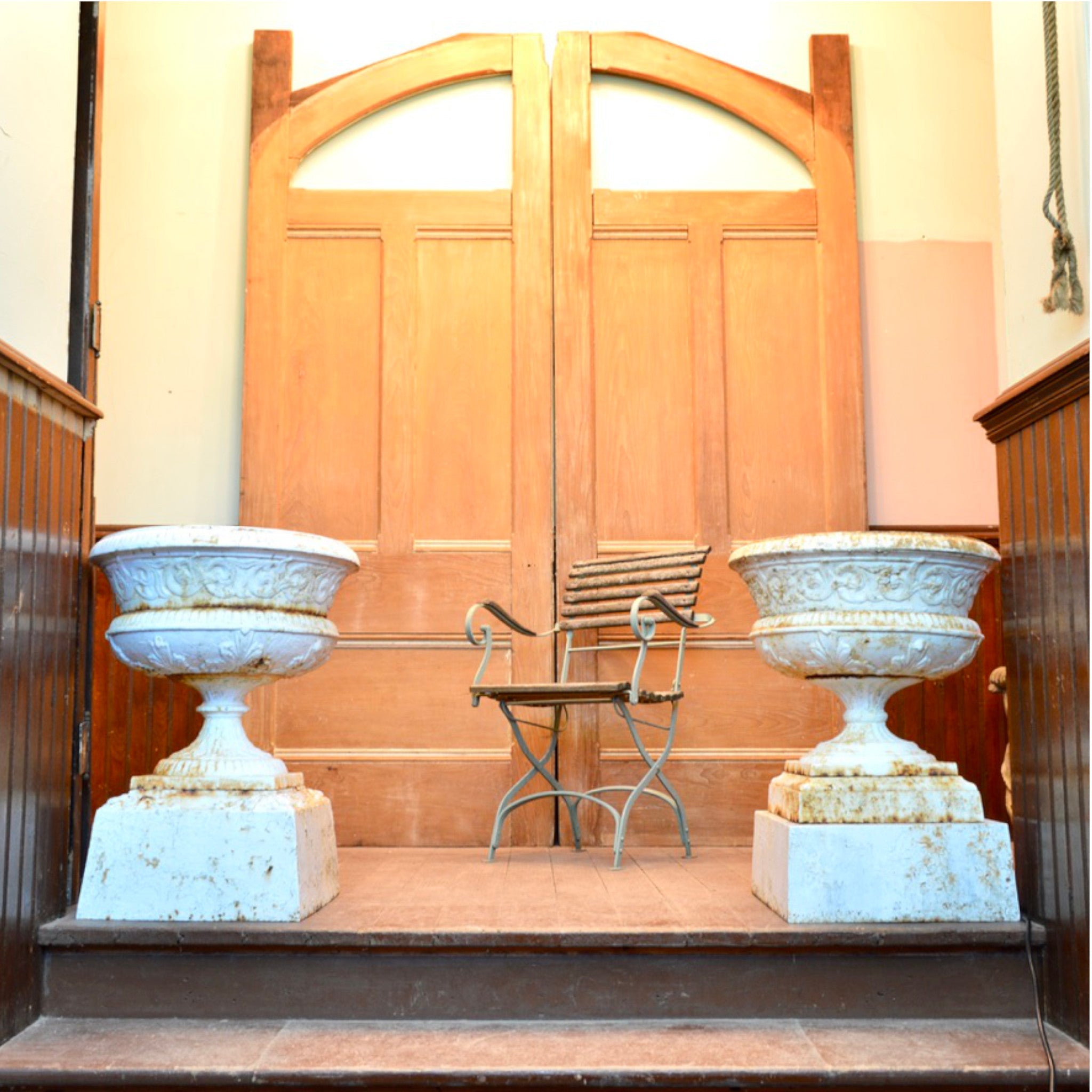 Large Cast Iron Tazza Urns - Salvage-Garden