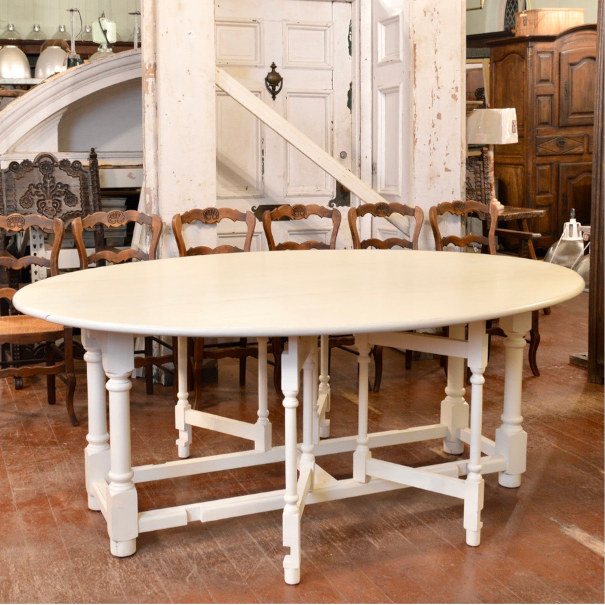 Large Oval Gate Leg Dining Table - Salvage-Garden