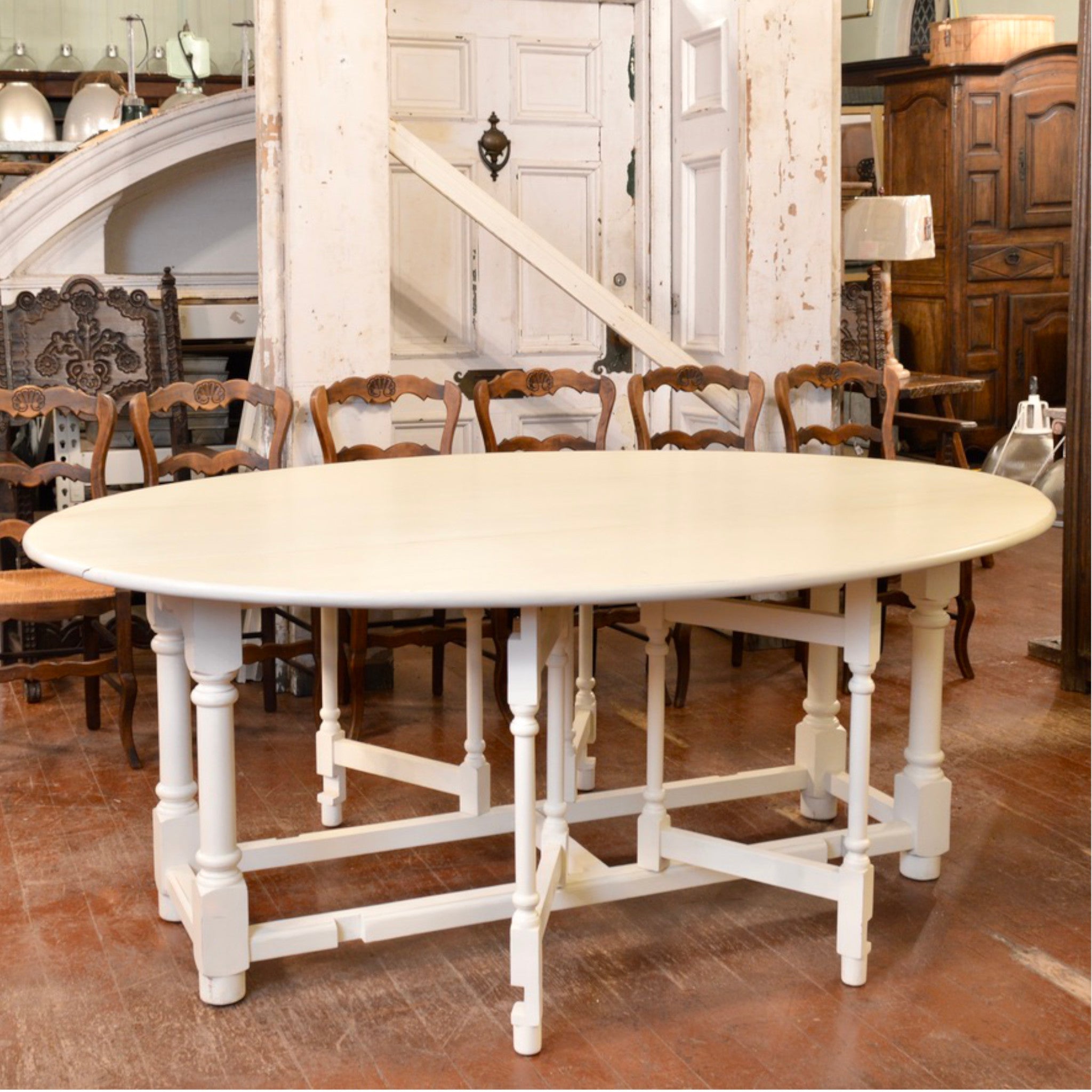 Large Oval Gate Leg Dining Table - Salvage-Garden