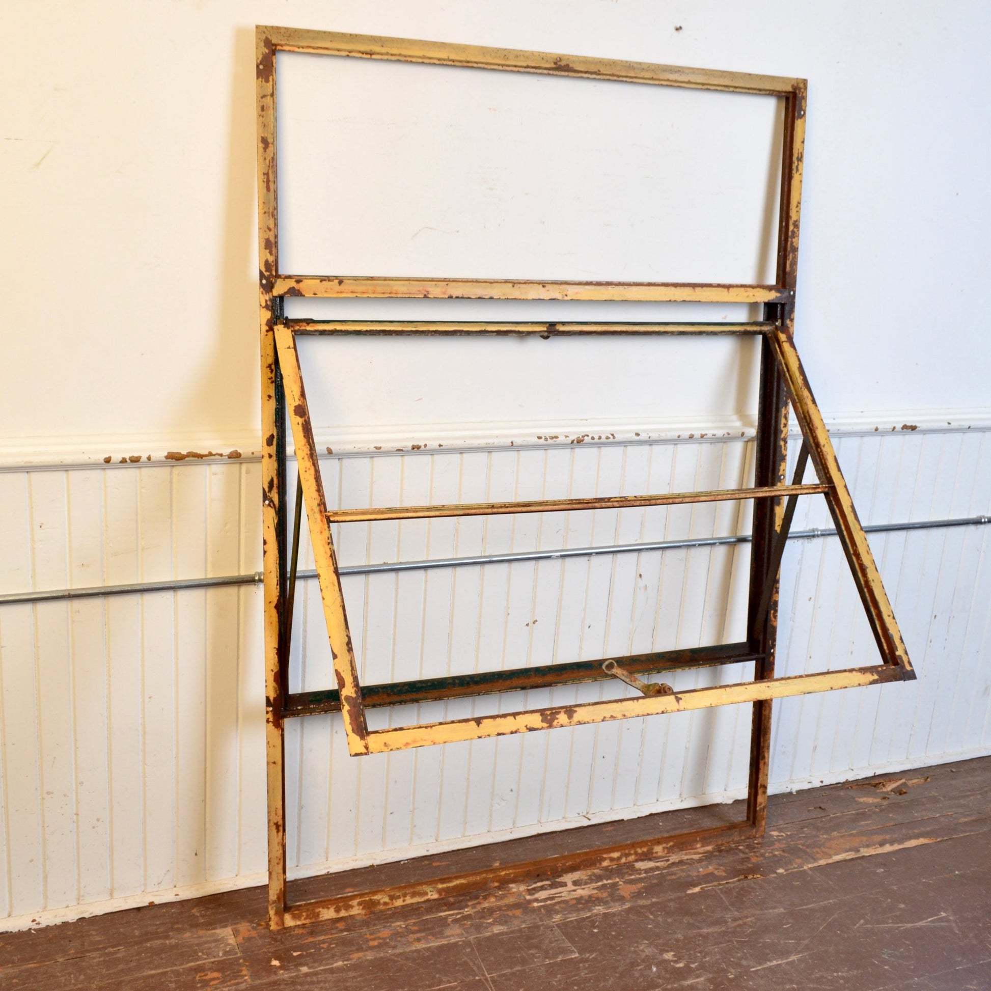 Vintage 4 Pane Factory Window With Ventilator - Salvage-Garden