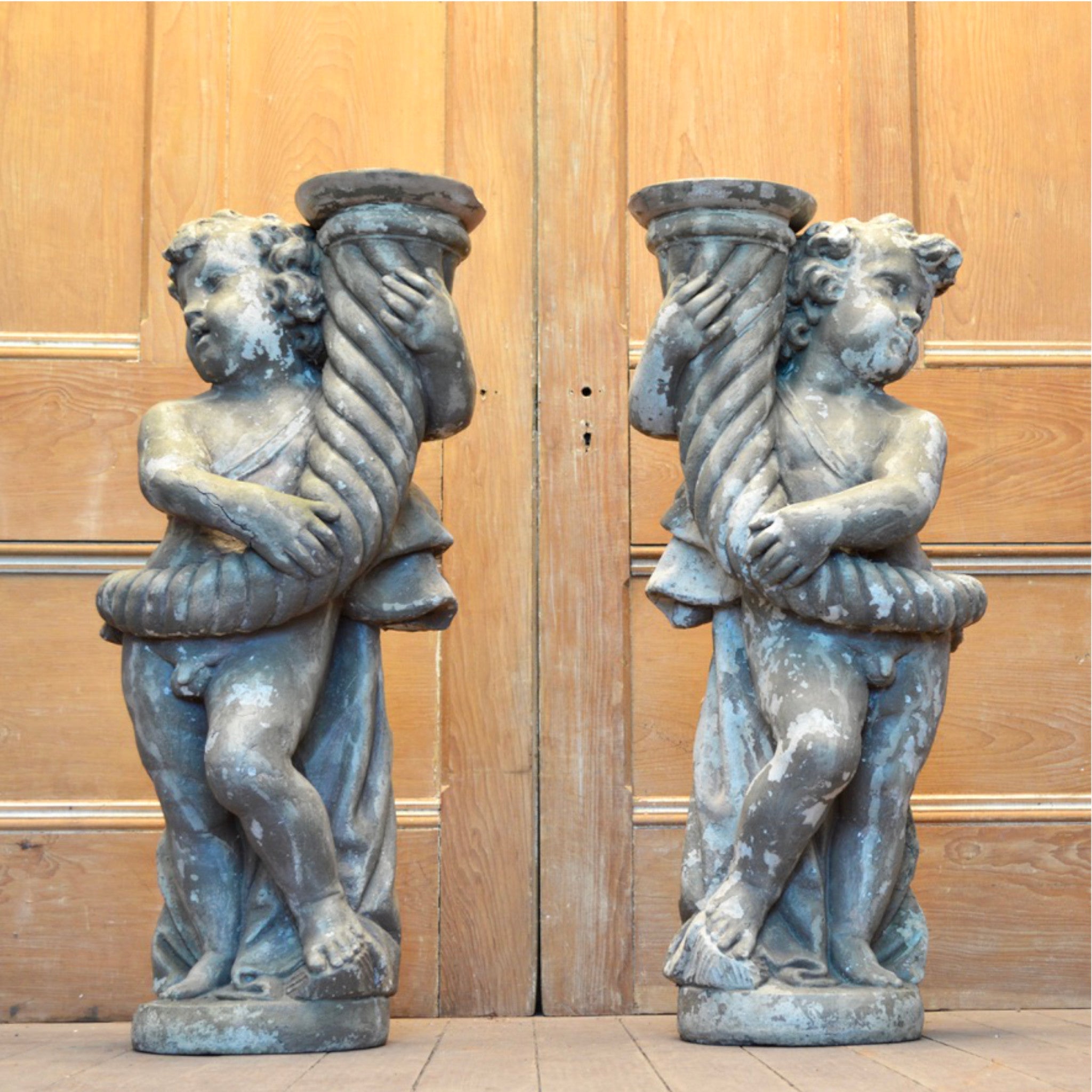Vintage Cast Stone Garden Putti - Salvage-Garden