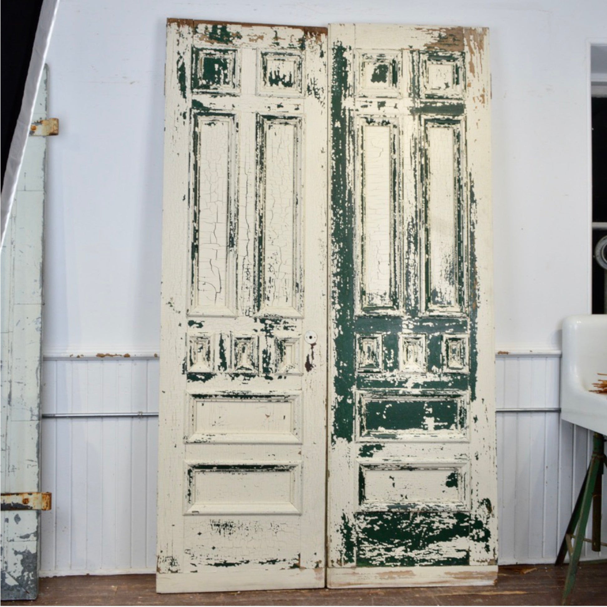 19th Century 9 Panel Entry Doors - Salvage-Garden