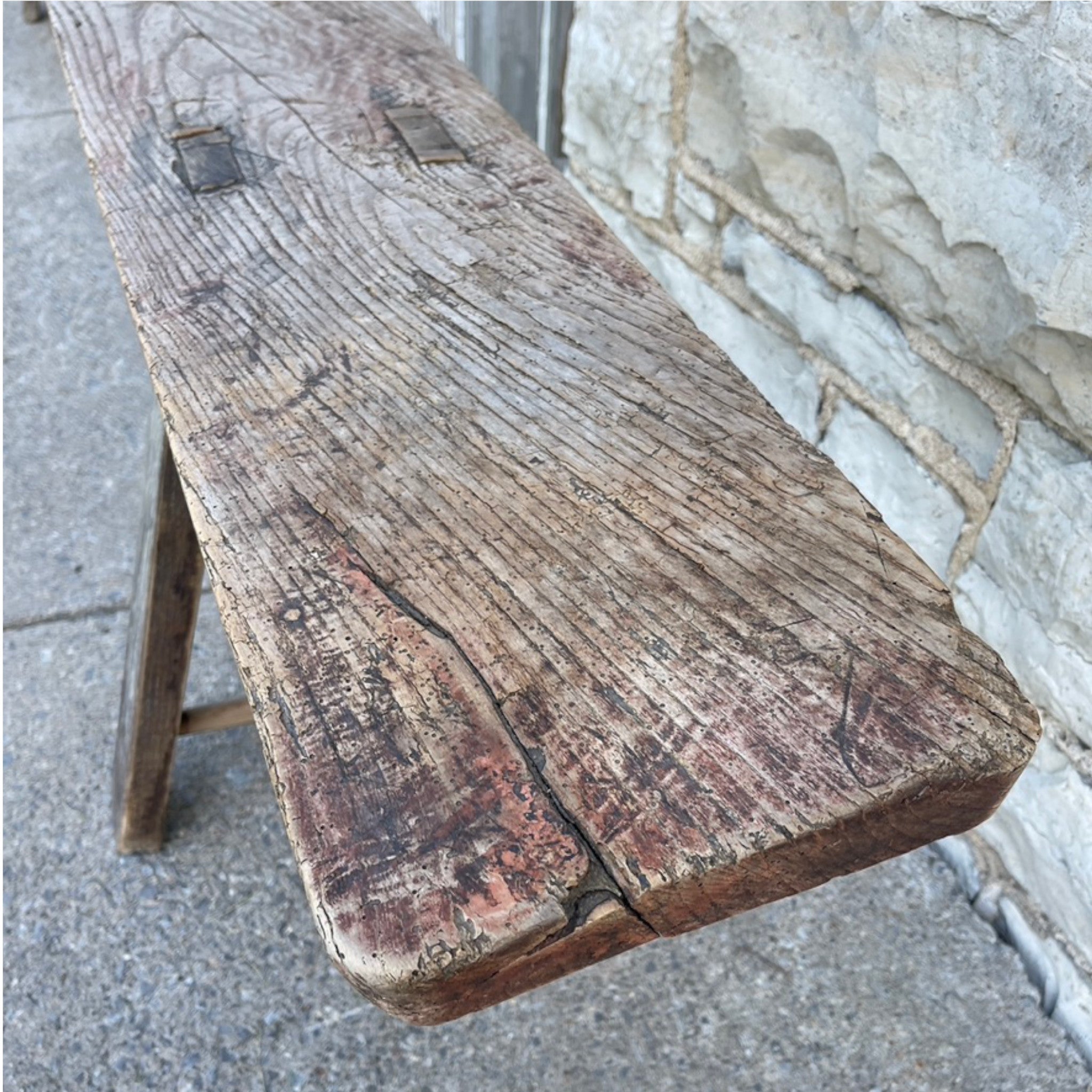 19th Century Rustic Wood Bench - Salvage-Garden