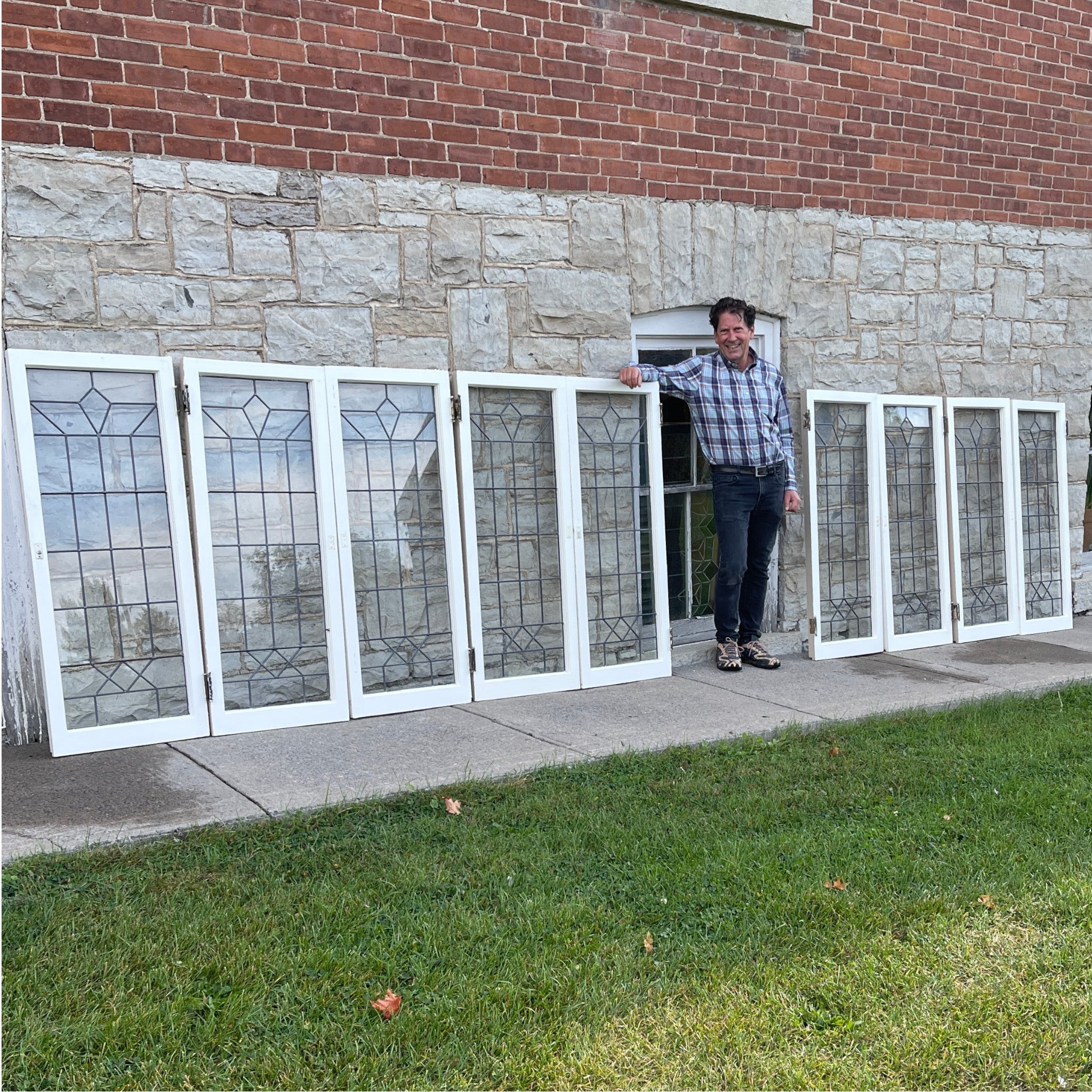 9 Antique Leaded Glass Windows - Salvage-Garden