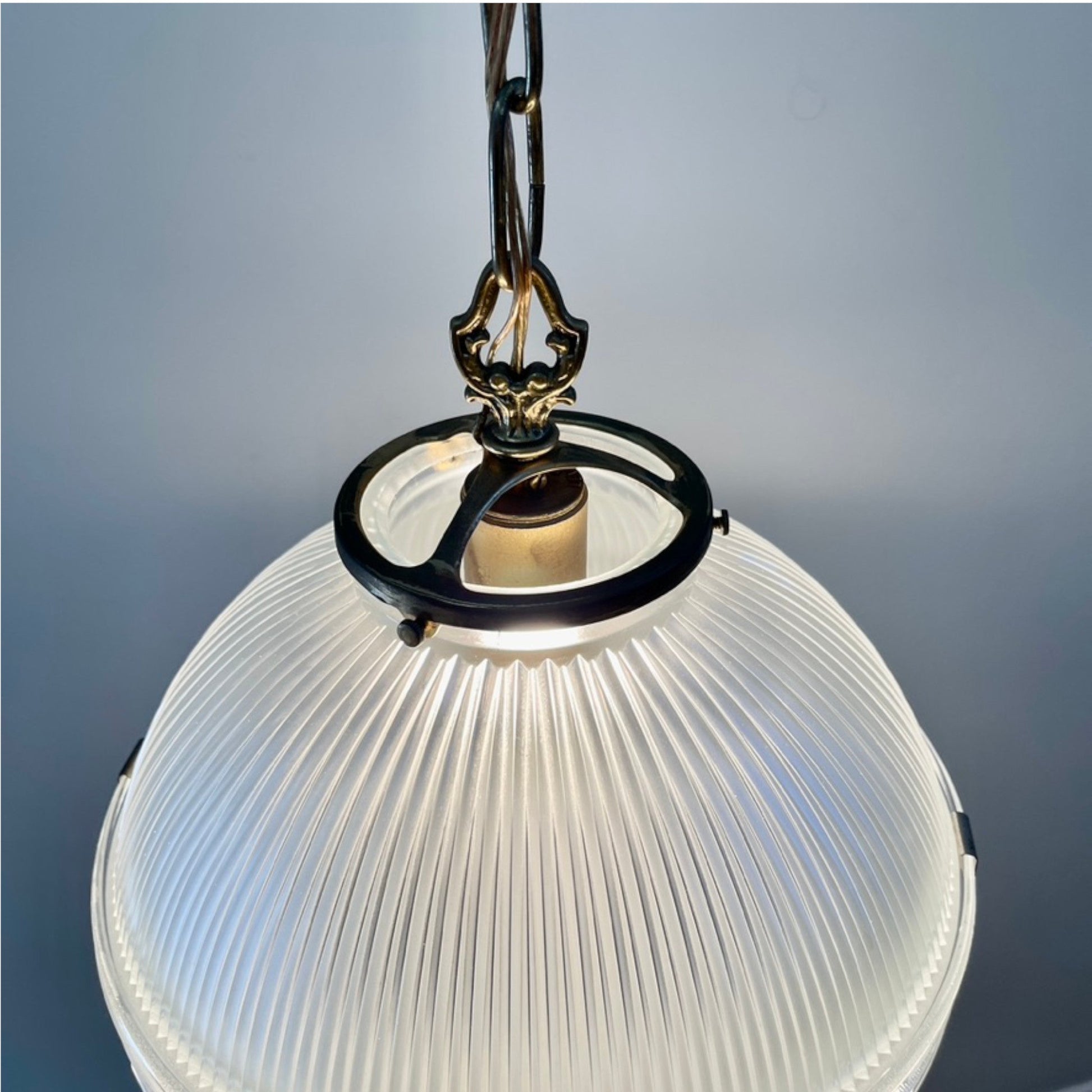 Antique Holophane Pendant Light - Salvage-Garden