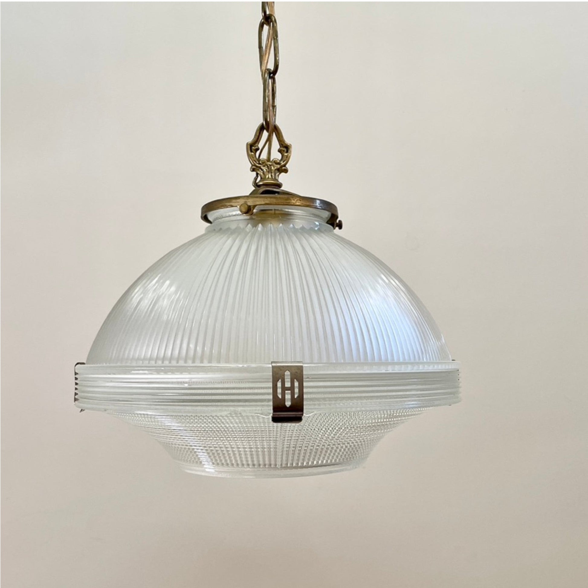 Antique Holophane Pendant Light - Salvage-Garden