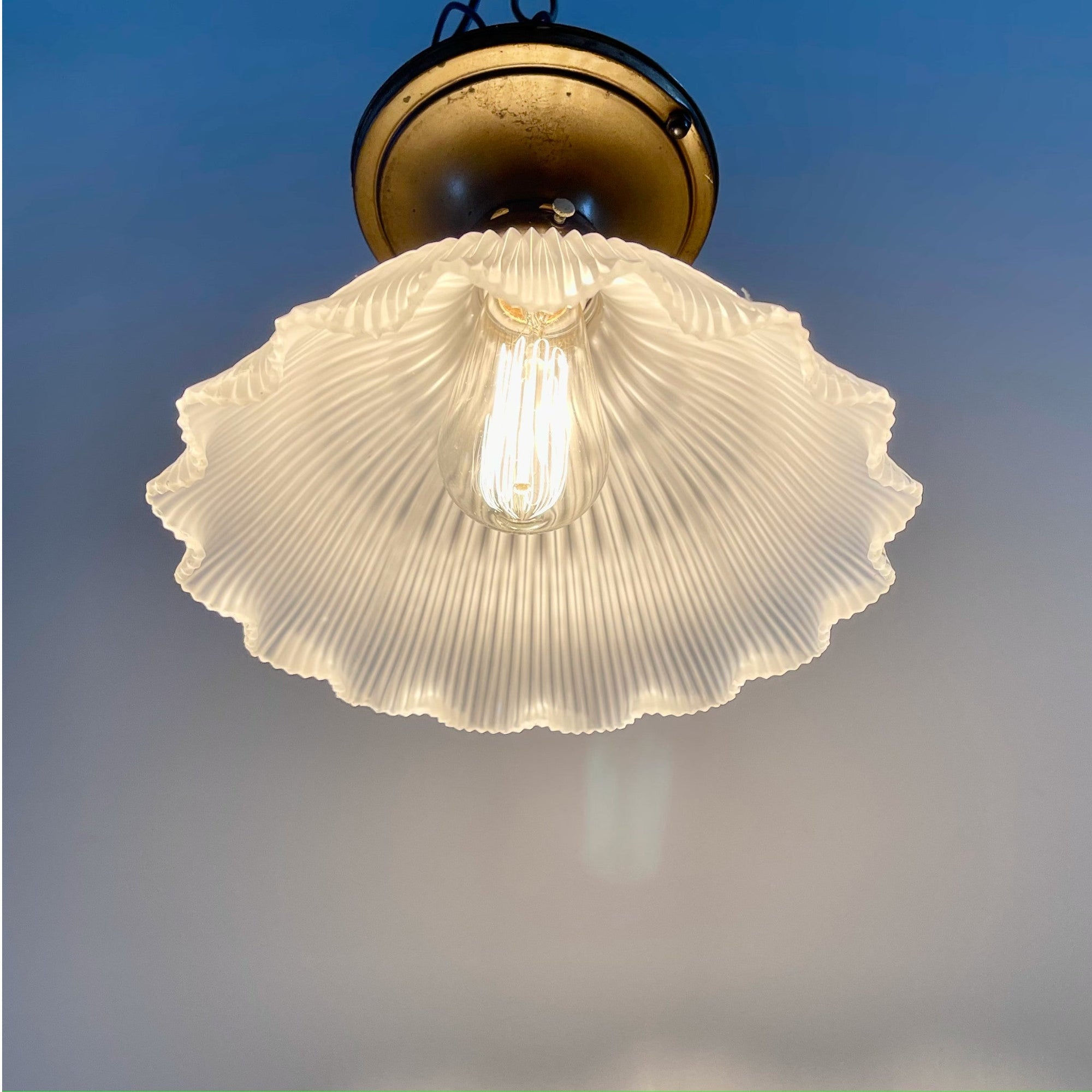 Antique Holophane Pendant Light - Salvage-Garden