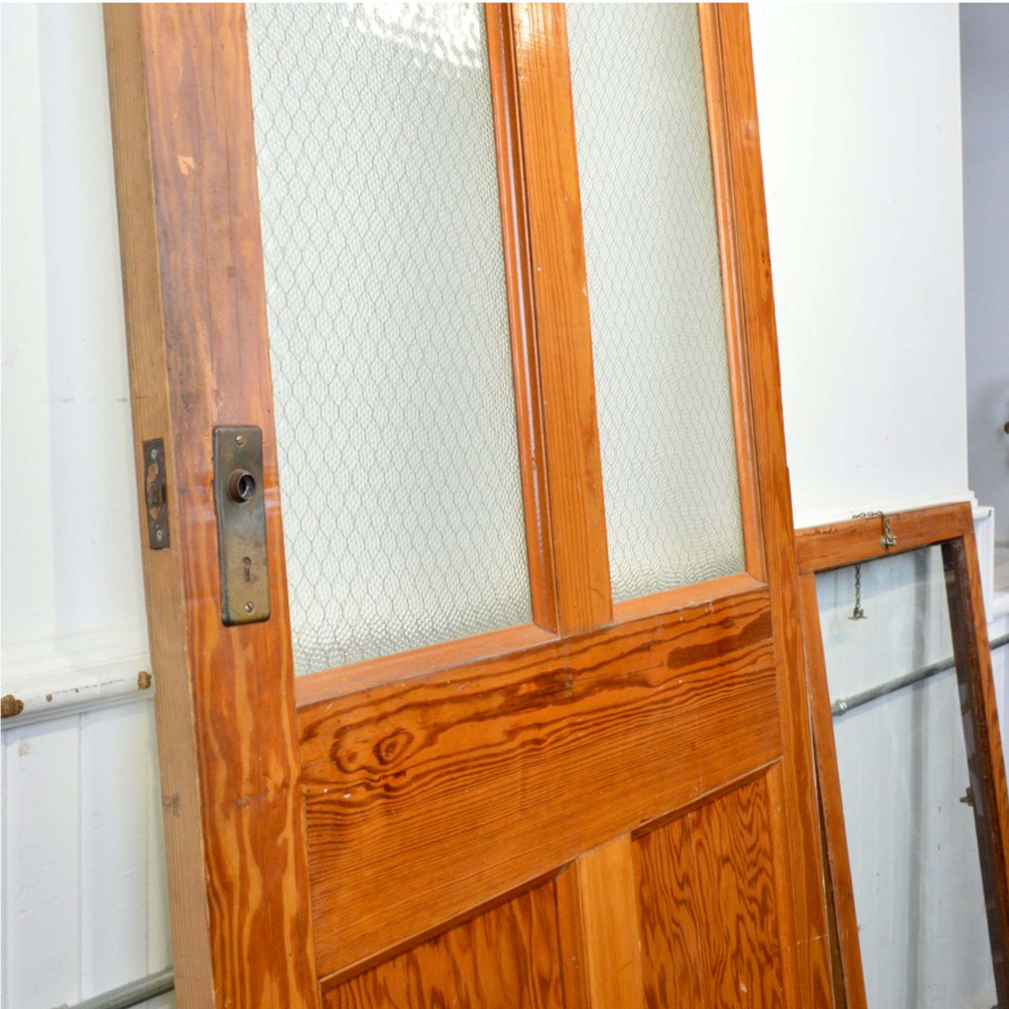 Antique Institutional Door With Transom - Salvage-Garden