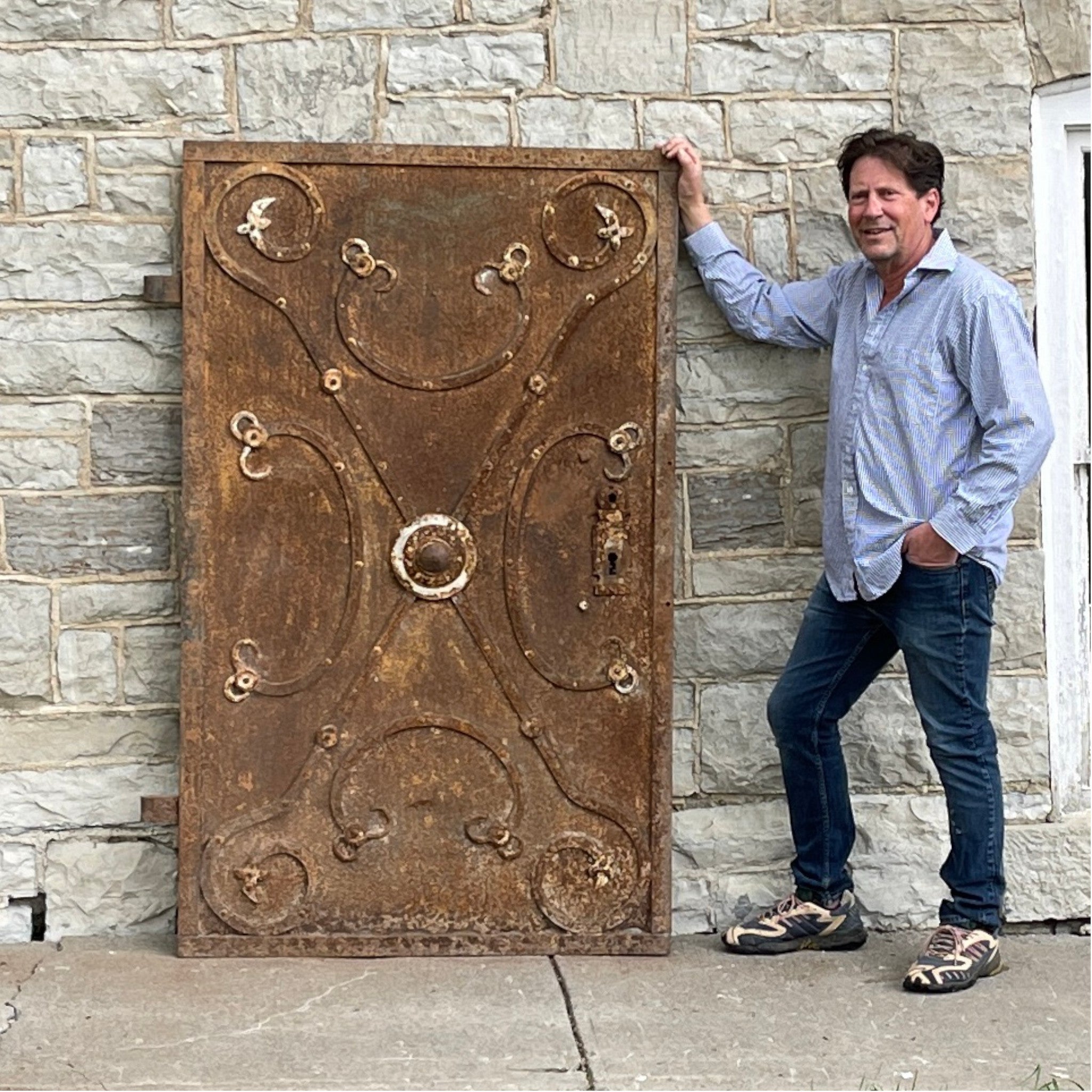 Antique Iron Wine Cellar Door - Salvage-Garden