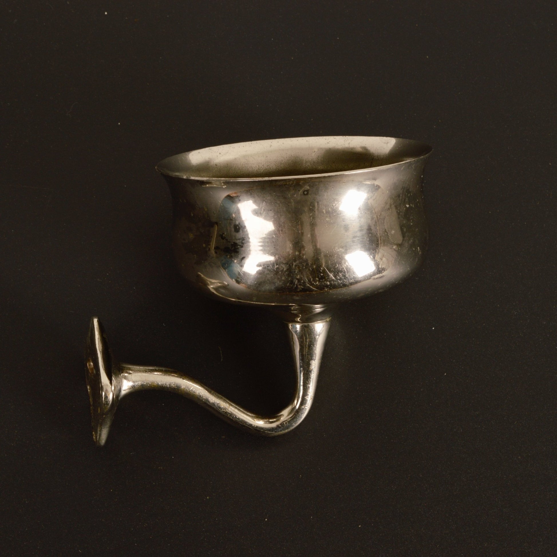 Antique Nickel Plated Brass Glass Holder - Salvage-Garden