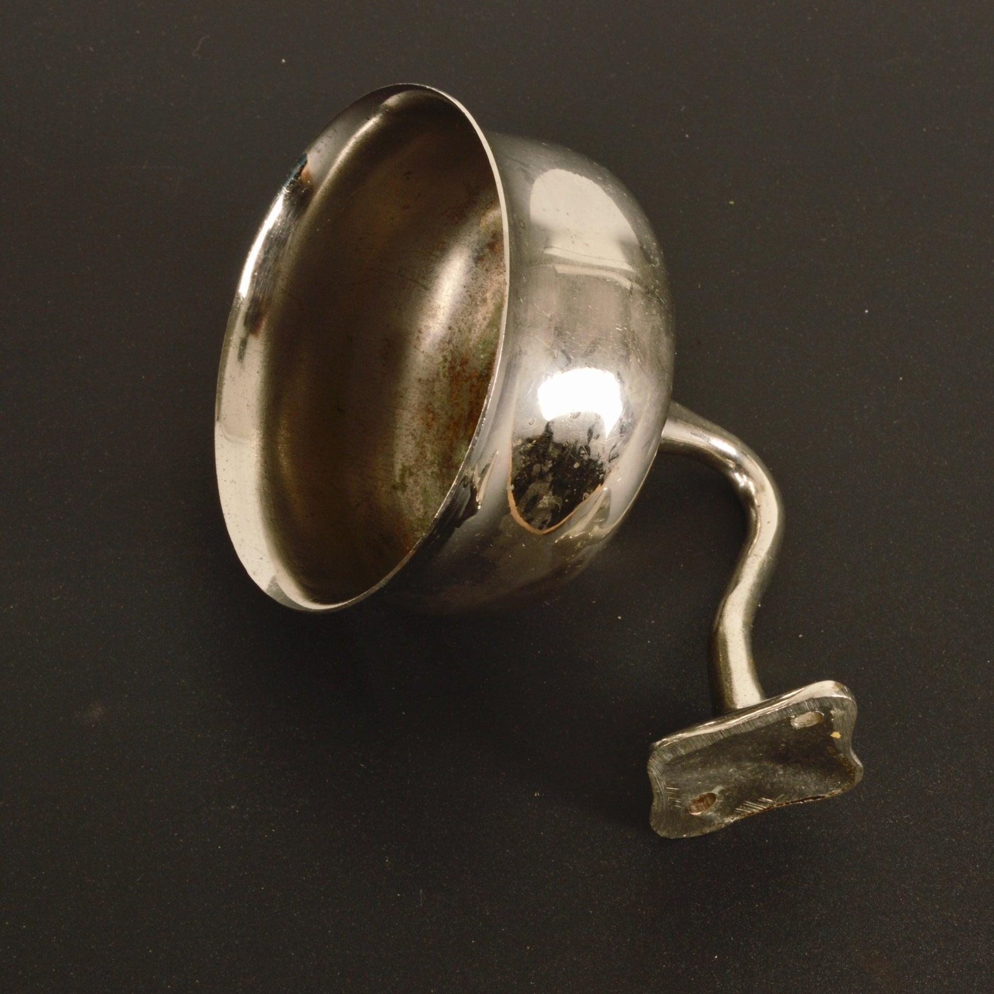 Antique Nickel Plated Brass Glass Holder - Salvage-Garden