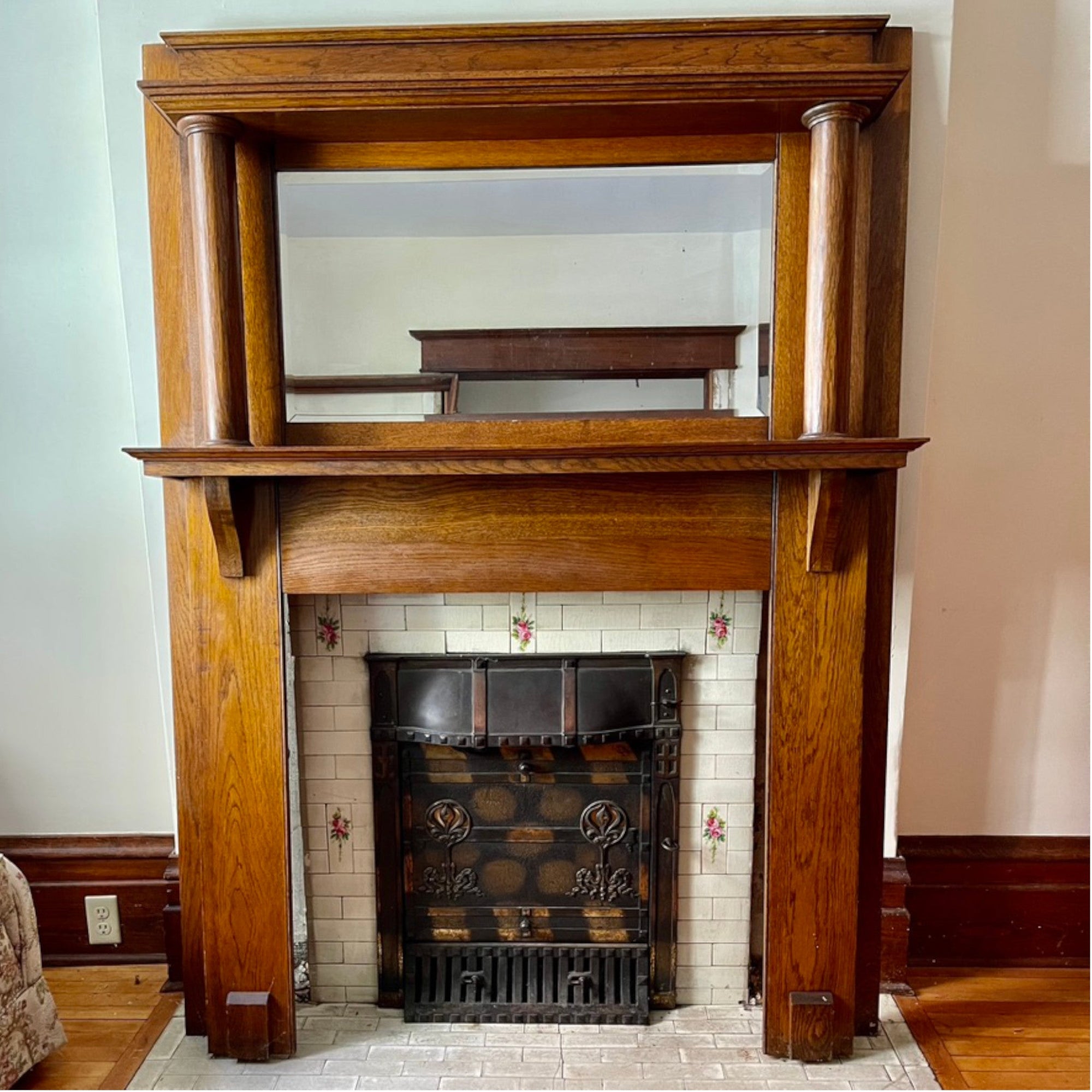 Antique Oak Fireplace Surround - Salvage-Garden