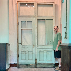 Antique Office Wall With Door And Transom Windows - Salvage-Garden