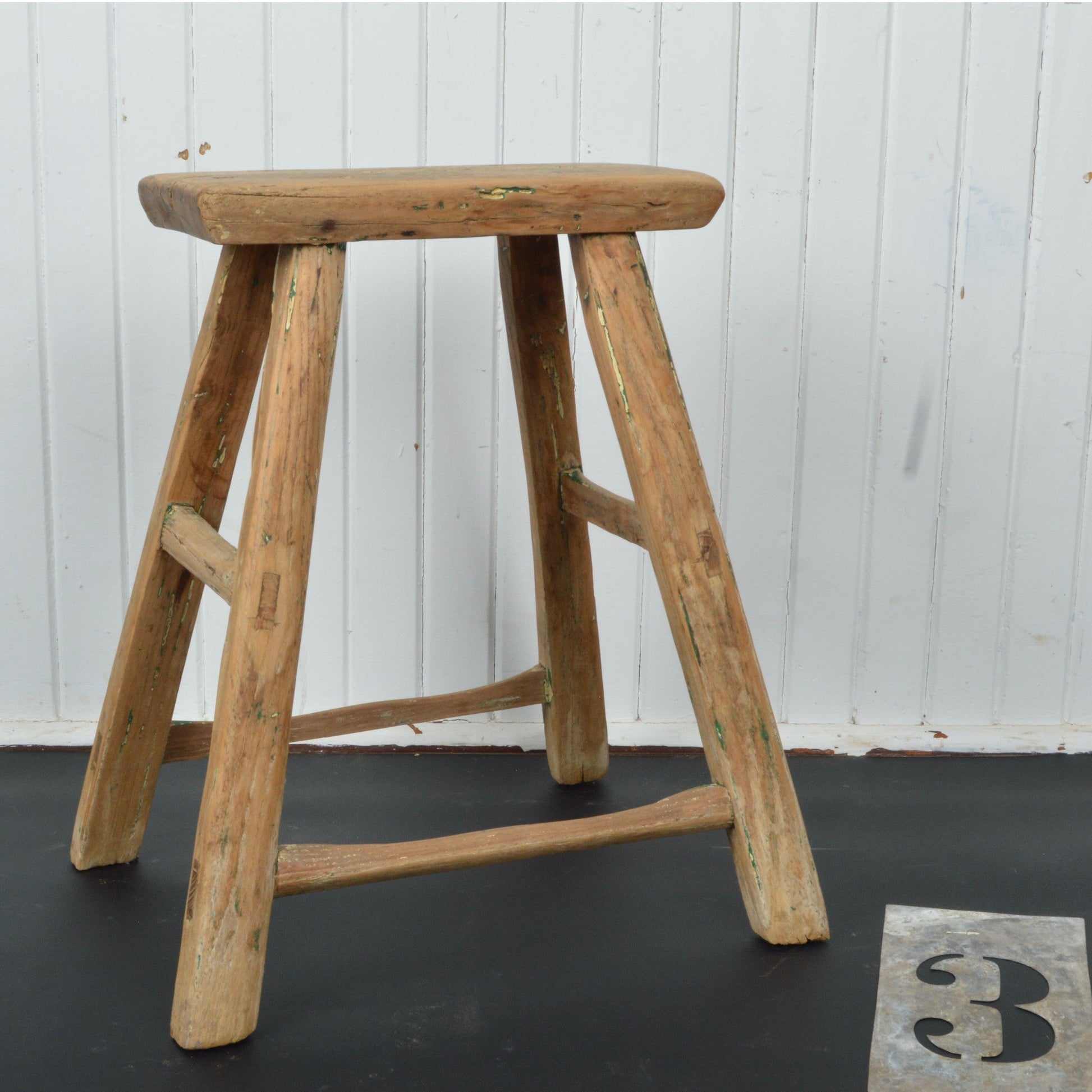 Antique Wooden Stool - Salvage-Garden