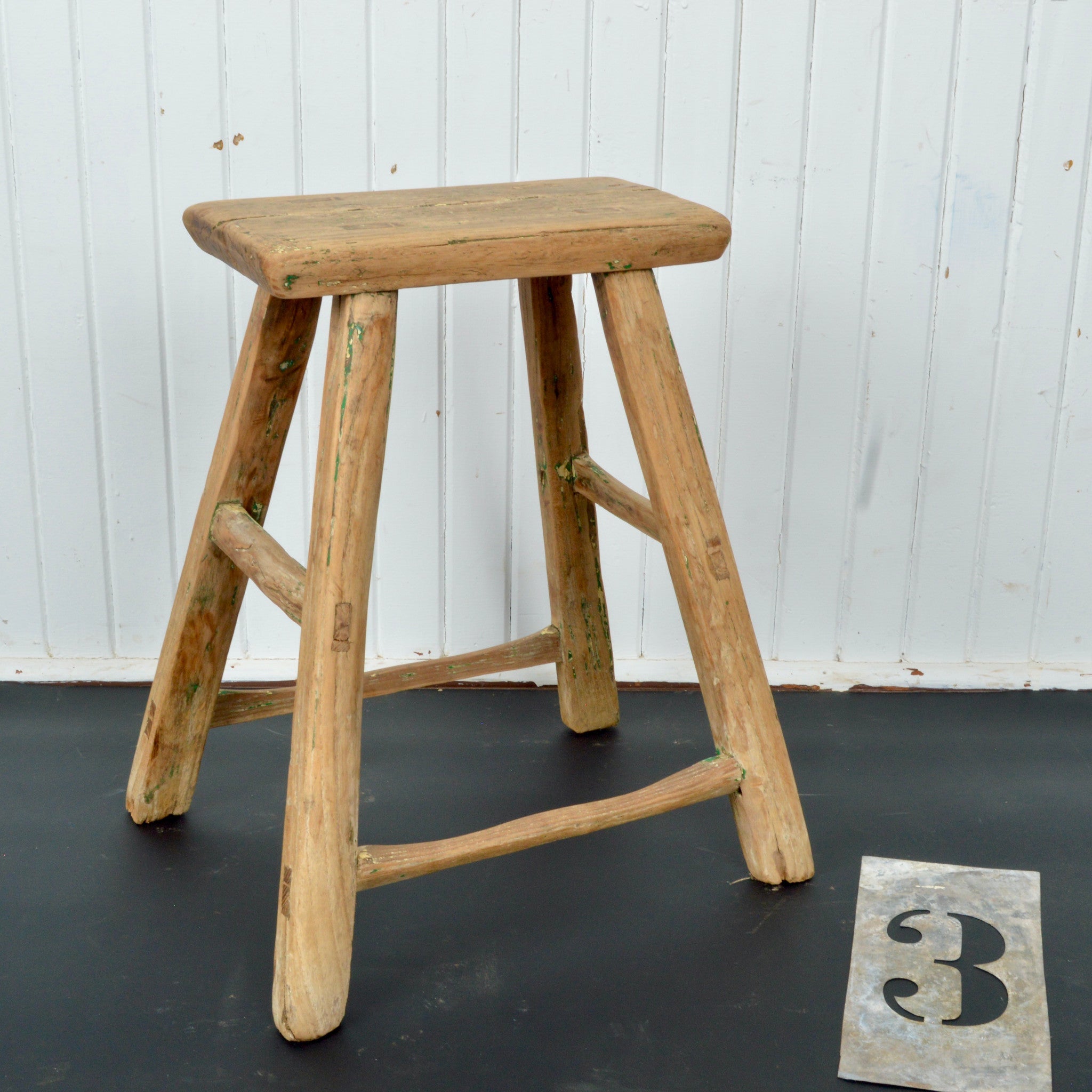 Antique Wooden Stool - Salvage-Garden