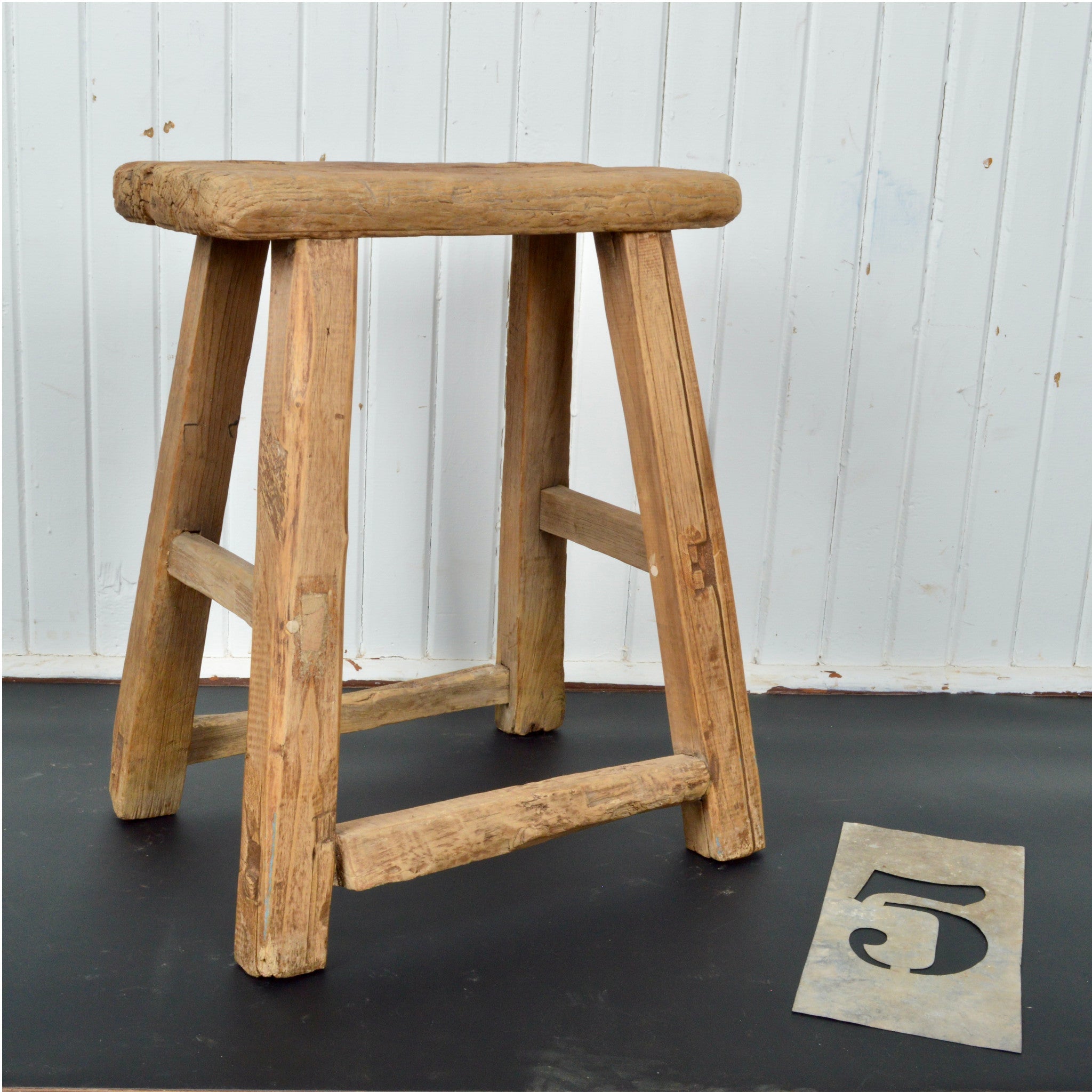 Antique Wooden Stool - Salvage-Garden