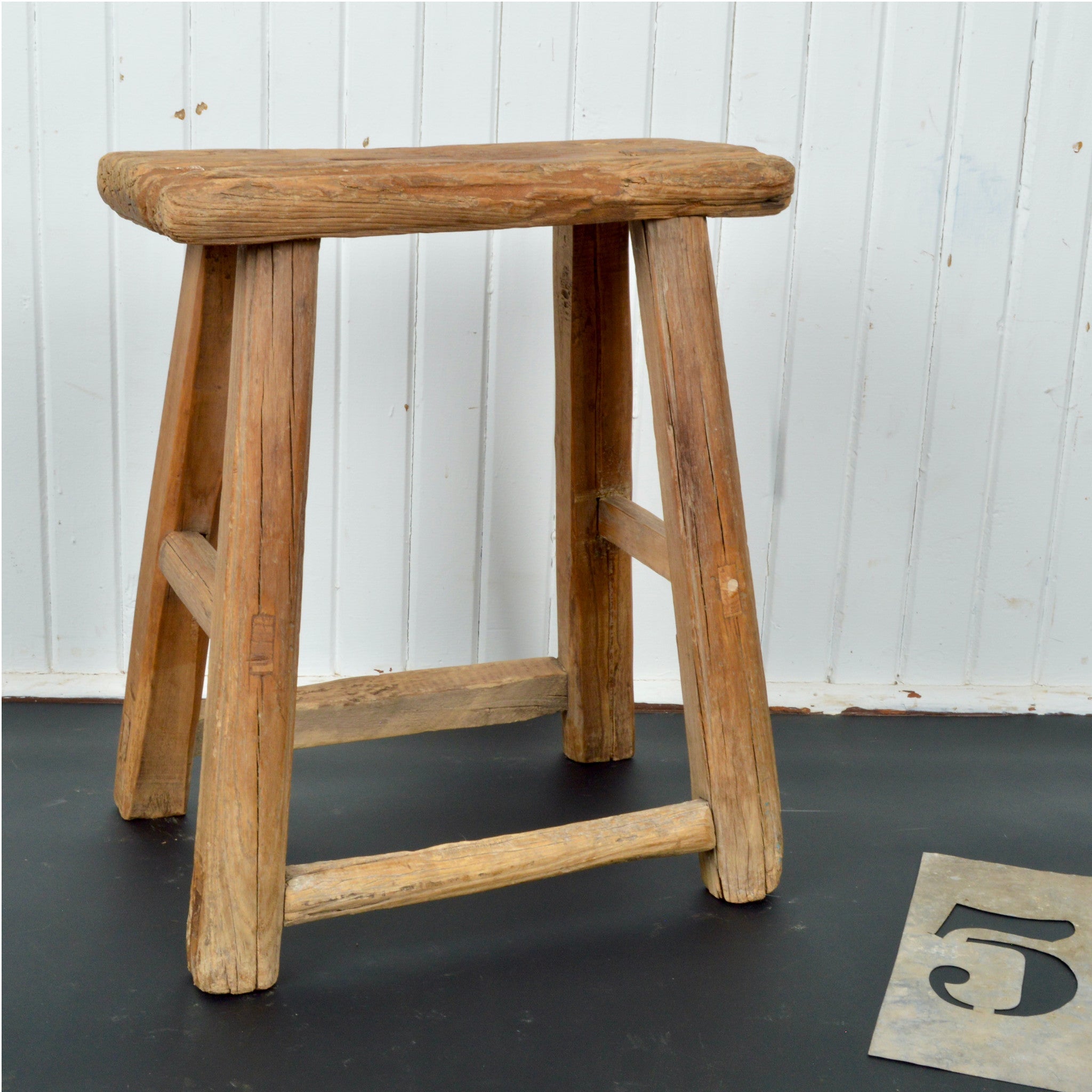 Antique Wooden Stool - Salvage-Garden