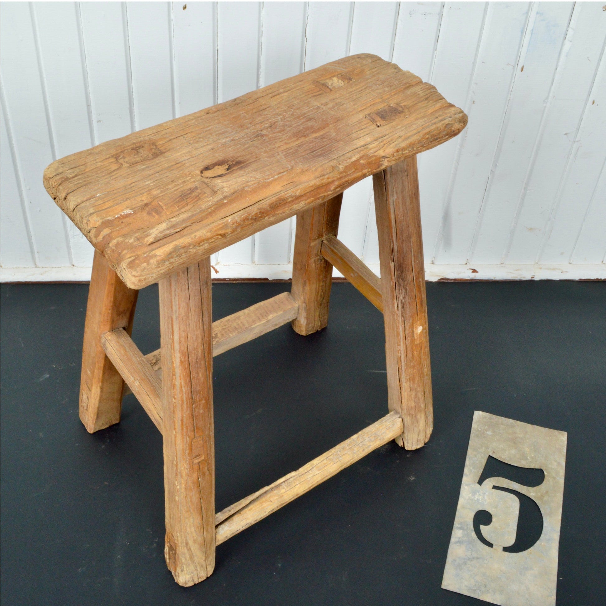 Antique Wooden Stool - Salvage-Garden