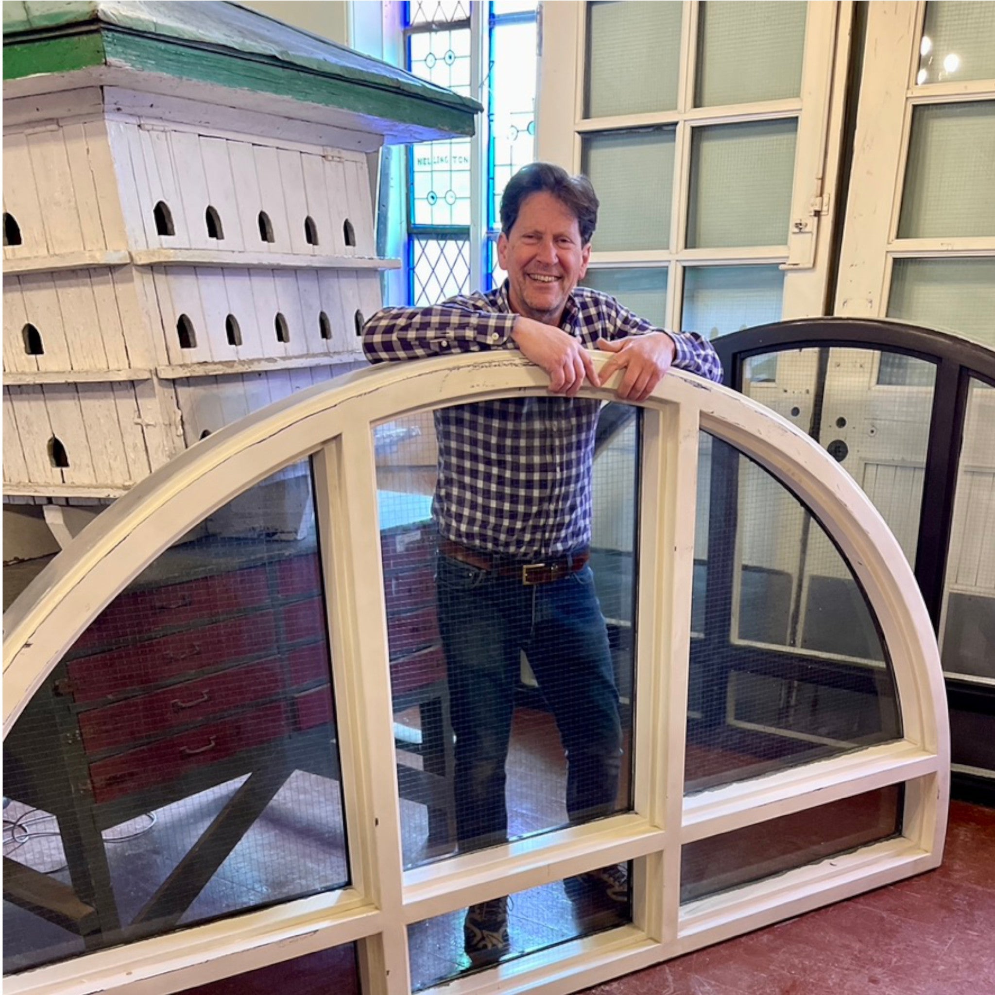 Arched Windows With Georgian Wire Glass - Salvage-Garden