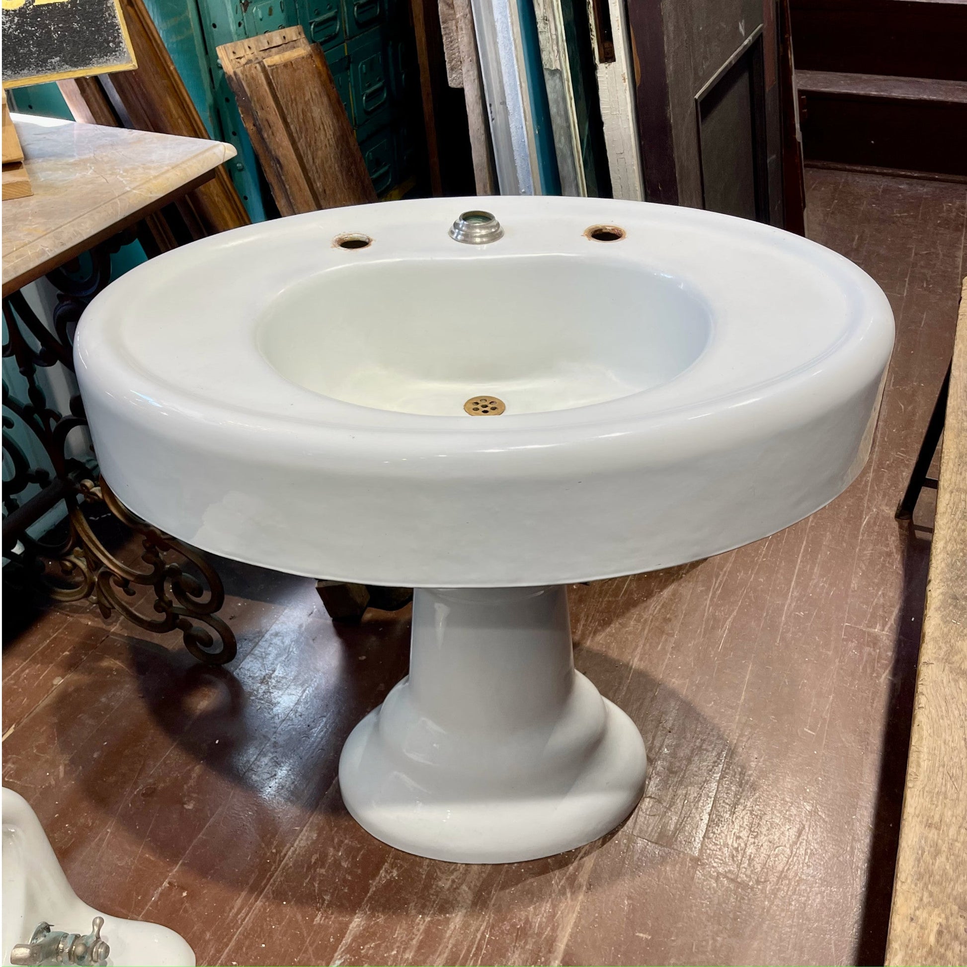 Cast Iron Pedestal Sink - Salvage-Garden
