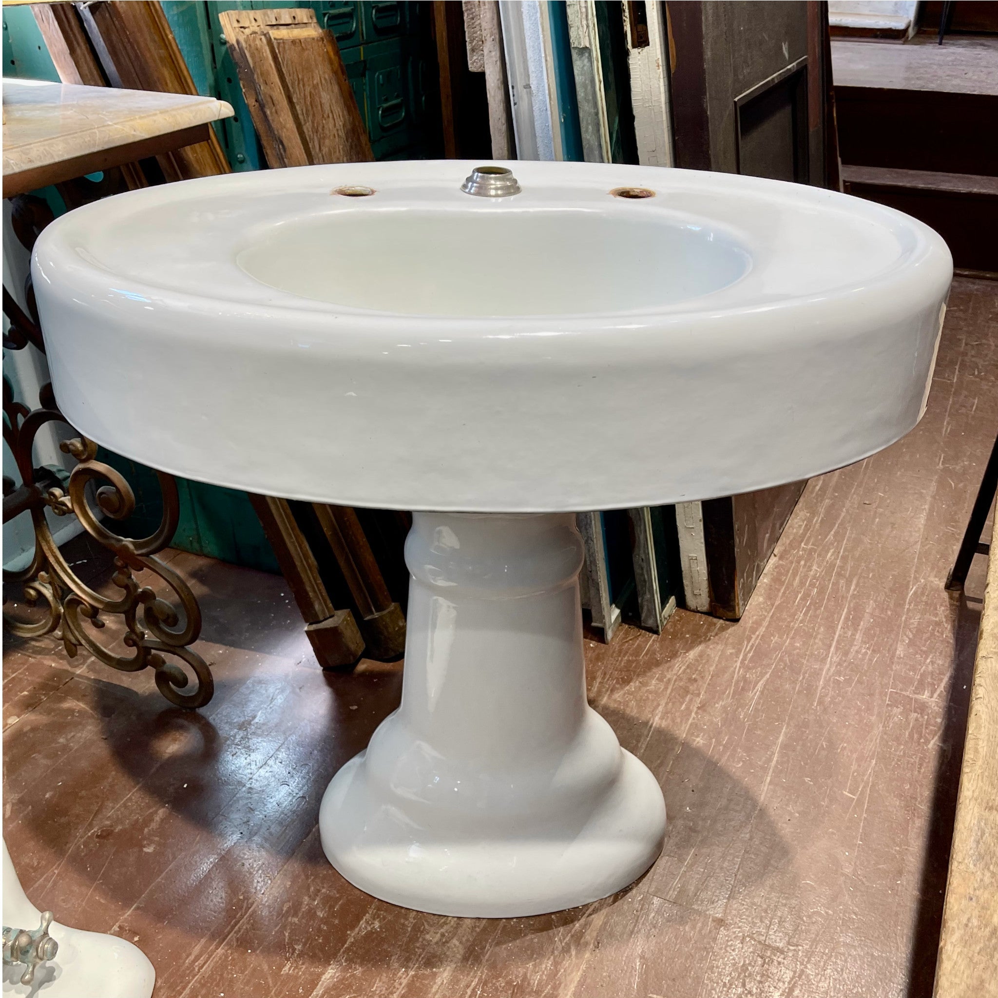 Cast Iron Pedestal Sink - Salvage-Garden