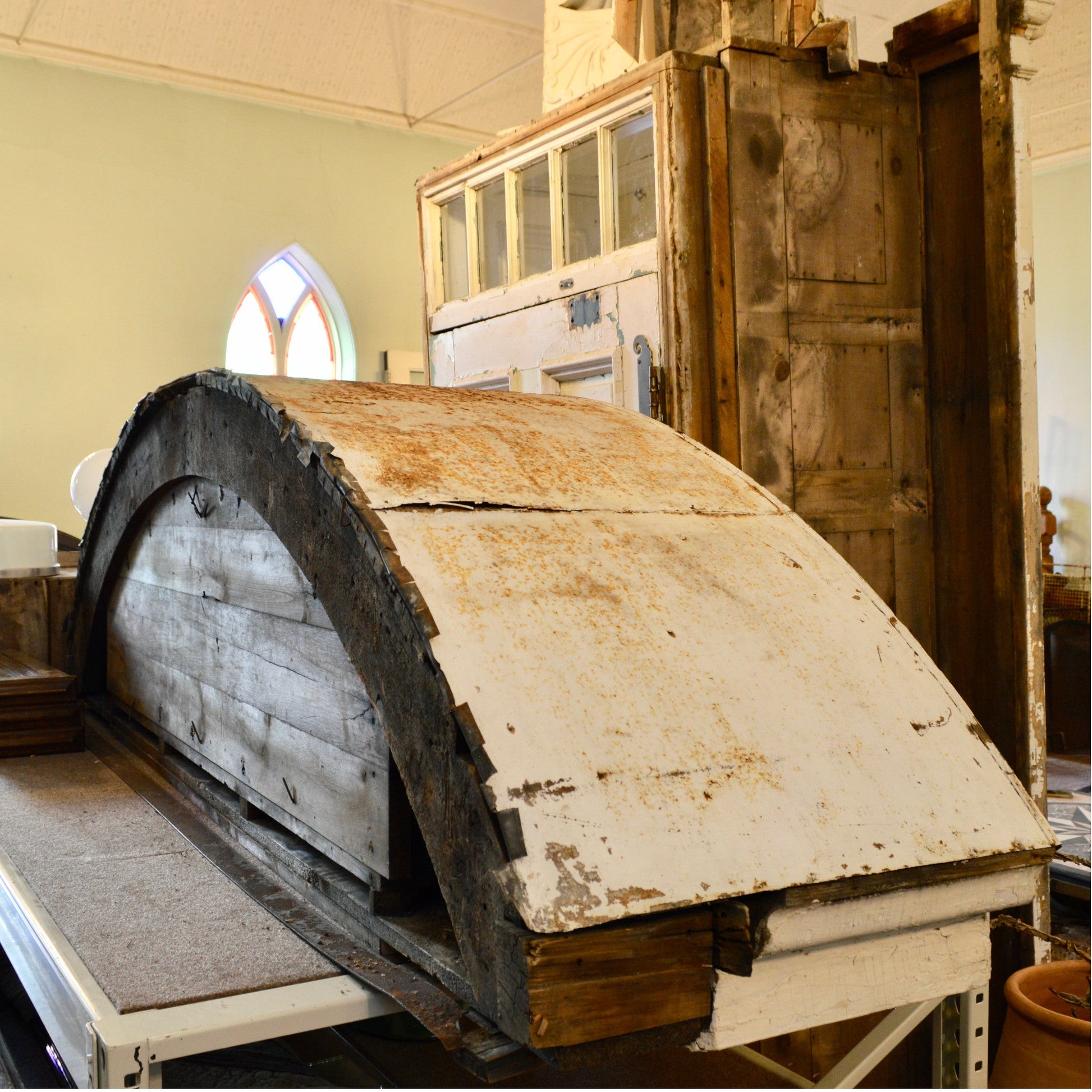 Comstock Nurses Residence Entranceway With Pediment - Salvage-Garden