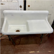 Farmhouse Cast Iron Sink With Draining Board - Salvage-Garden