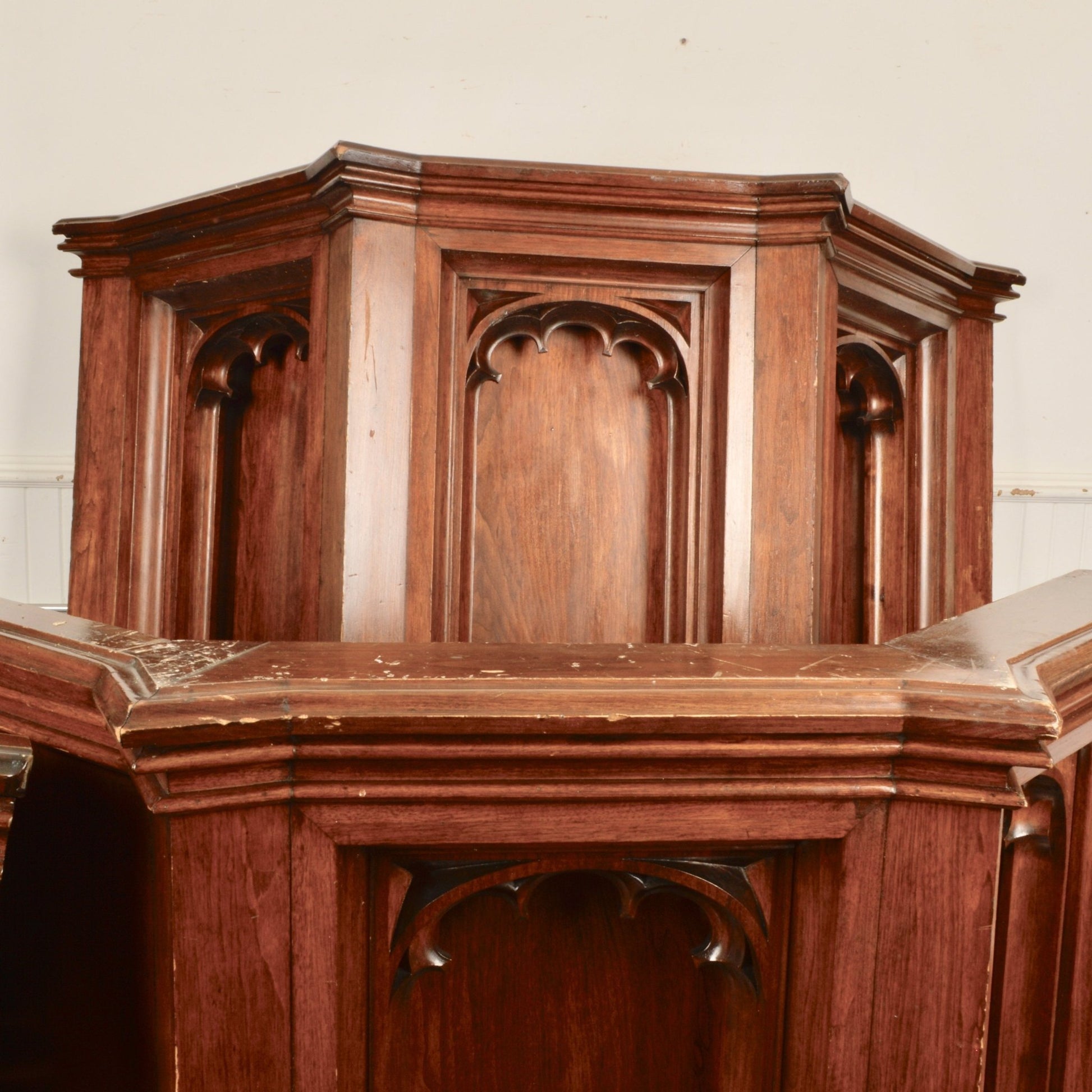 Gothic Revival Pulpit With 6 Carved Panels - Salvage-Garden