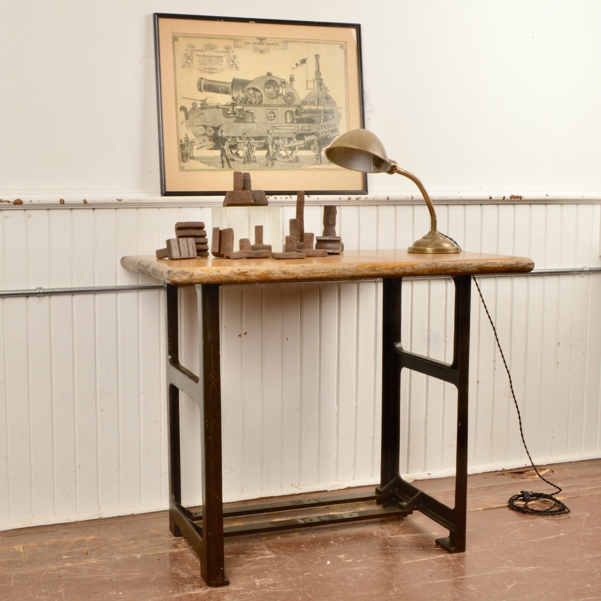 Industrial Table with Reclaimed Oak Top - Salvage-Garden