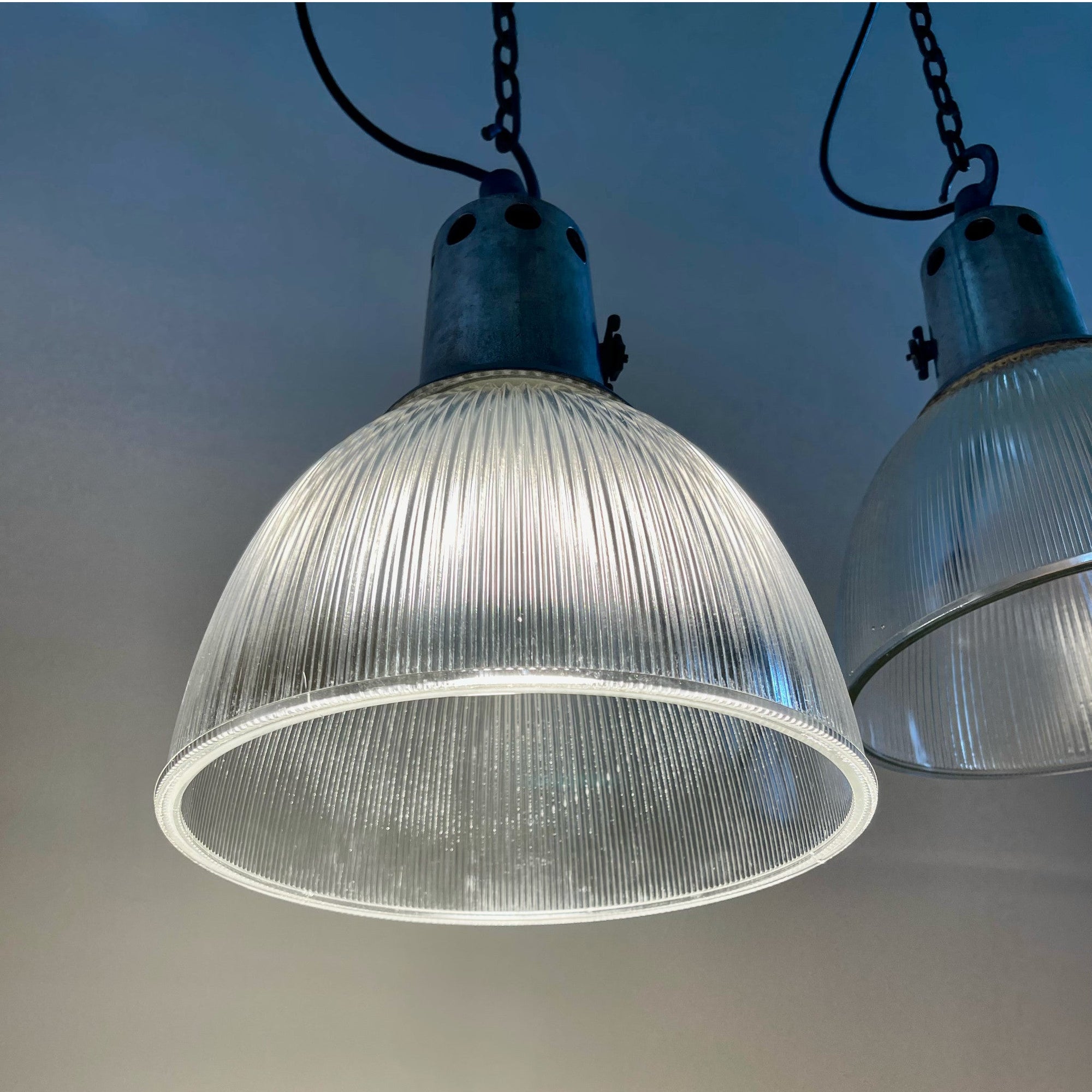 Large French Holophane Pendant Light - Salvage-Garden