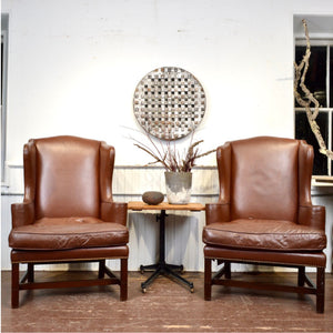 Leather Wing Back Chairs - Salvage-Garden