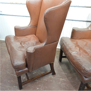 Leather Wing Back Chairs - Salvage-Garden