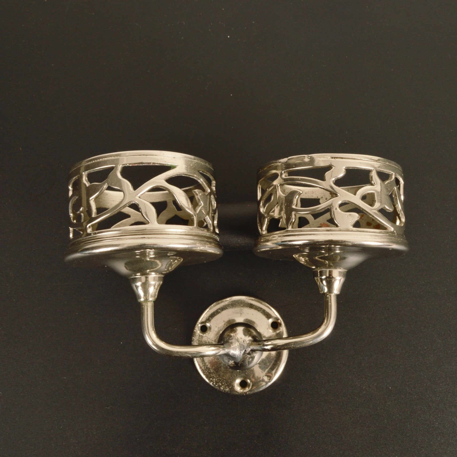 Nickel Plate Brass Double Glass Holder - Salvage-Garden