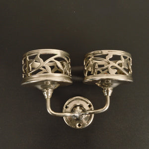 Nickel Plate Brass Double Glass Holder - Salvage-Garden