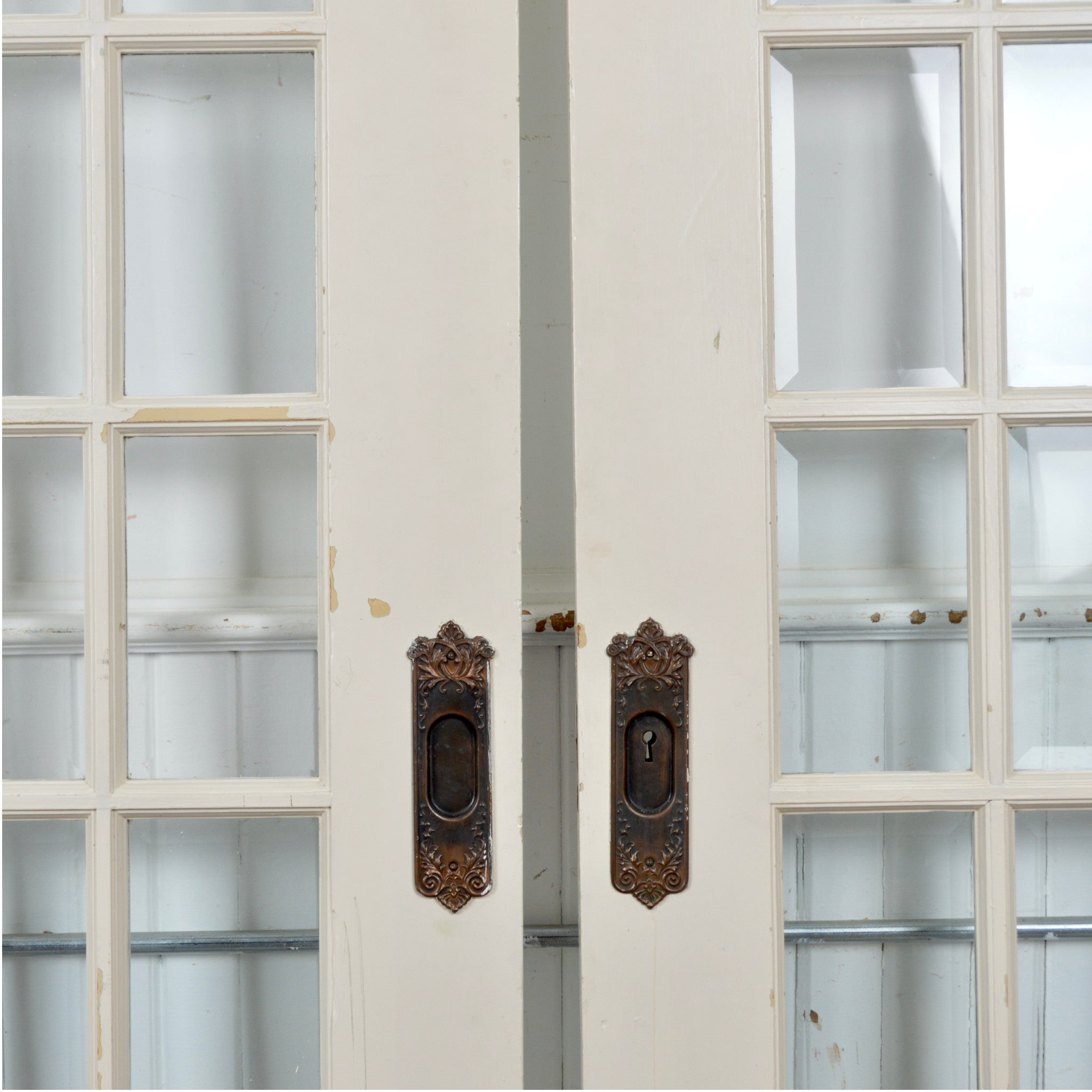 Oversized Antique Pocket Doors With 35 Lites - Salvage-Garden