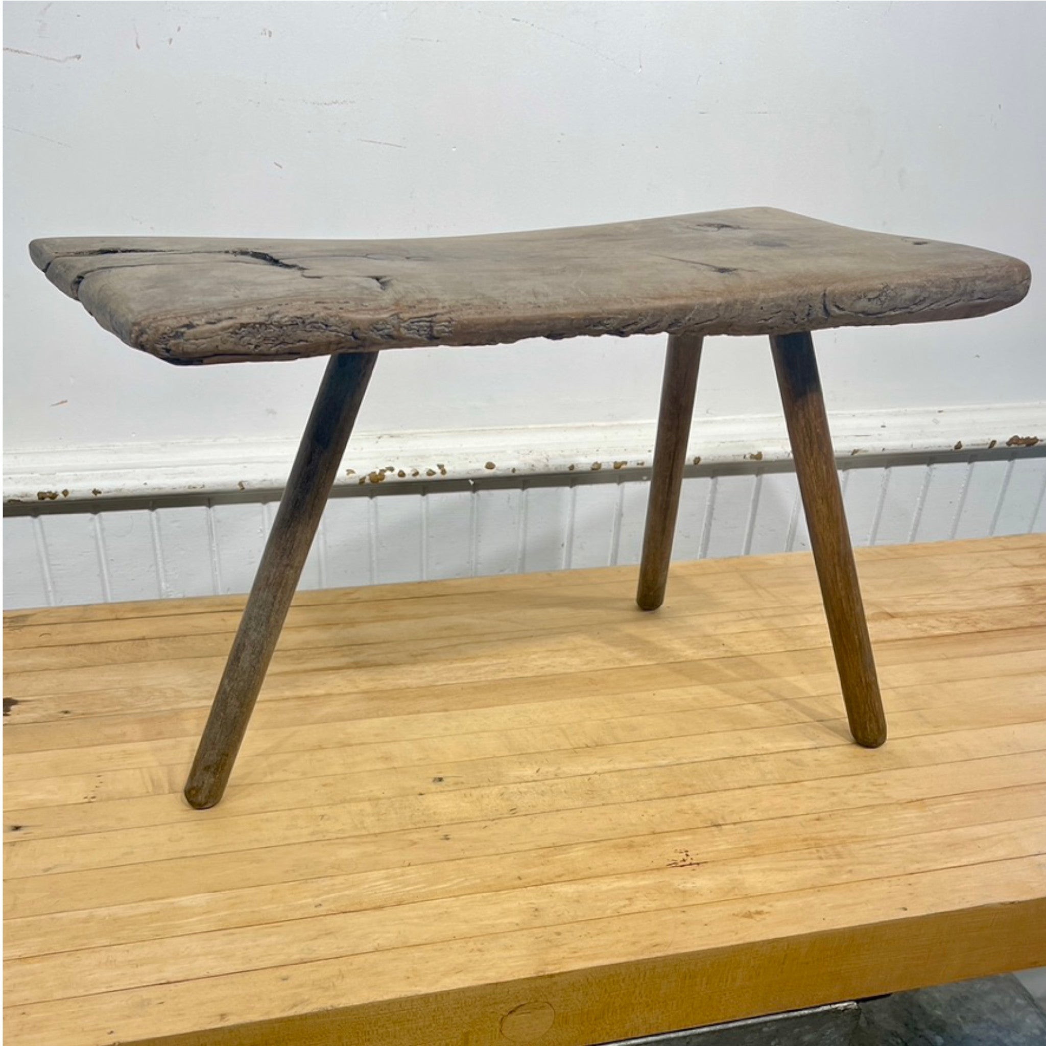 Rustic Antique Three Legged Stool - Salvage-Garden