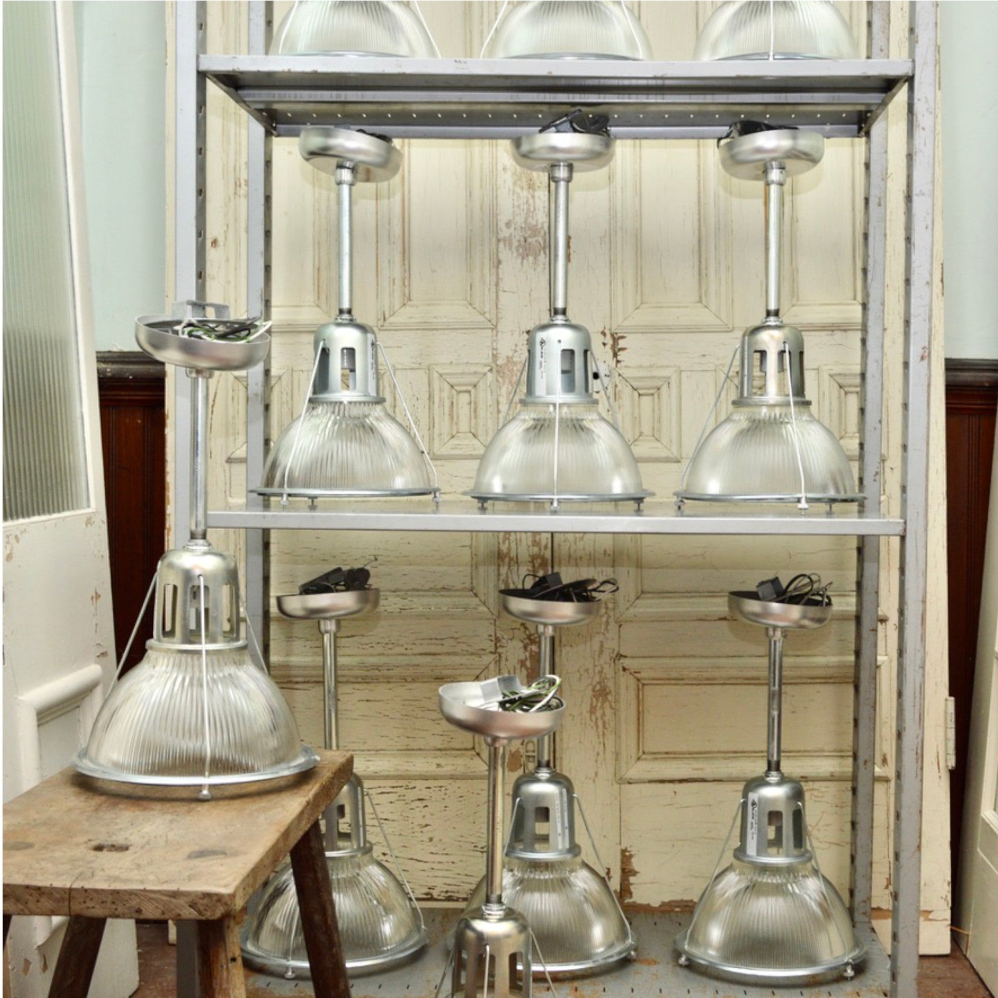 Set of 11 Holophane Lights - Salvage-Garden