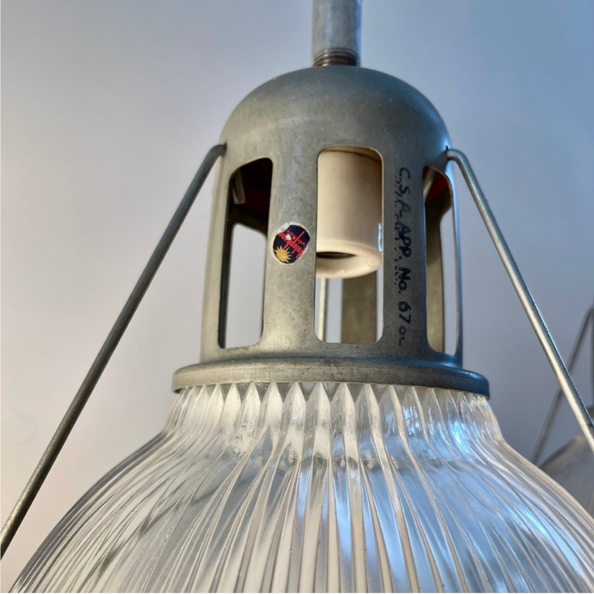 Set of Holophane Pendant Lights - Salvage-Garden