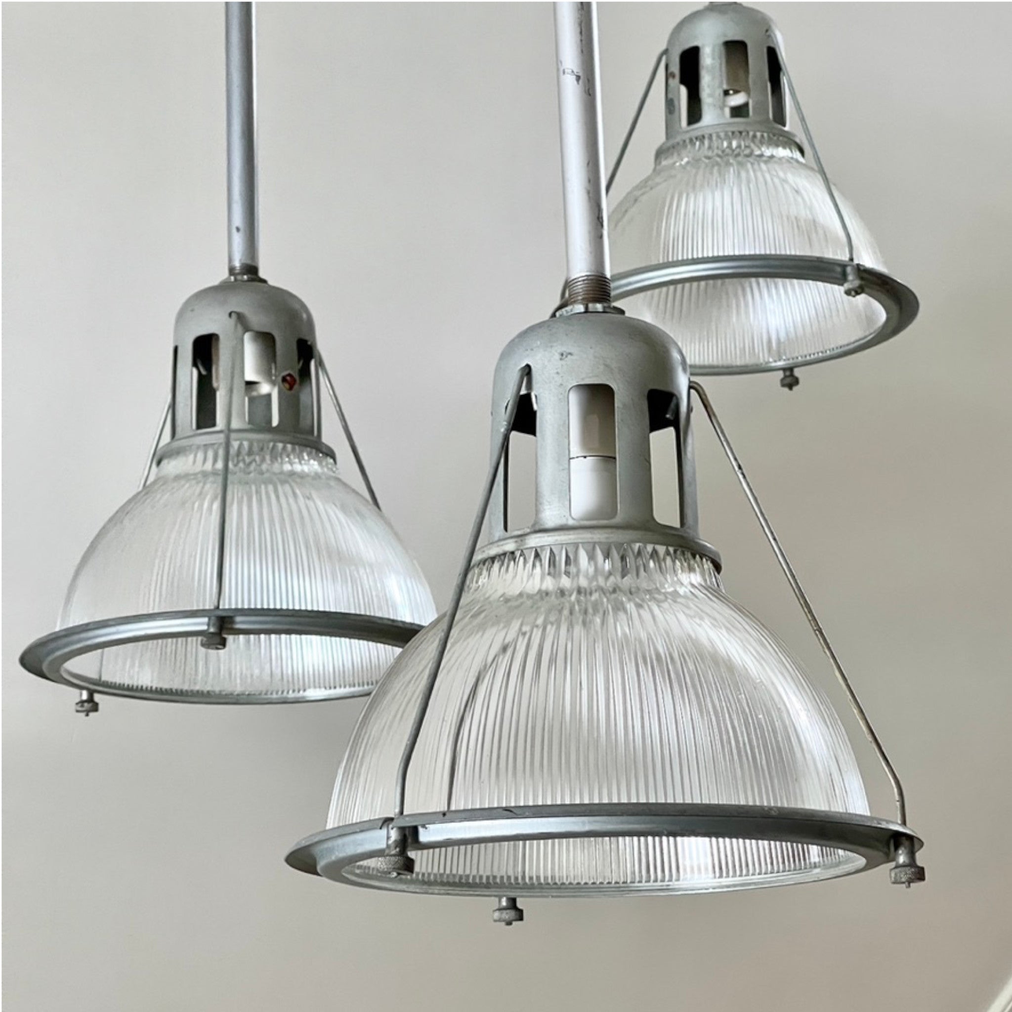 Set of Holophane Pendant Lights - Salvage-Garden