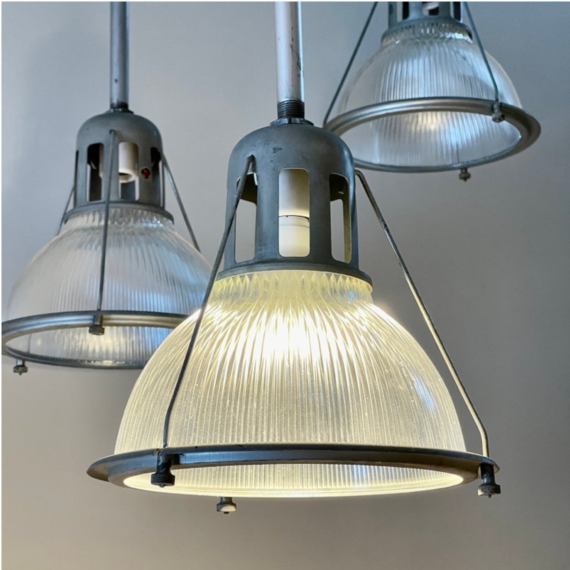 Set of Holophane Pendant Lights - Salvage-Garden