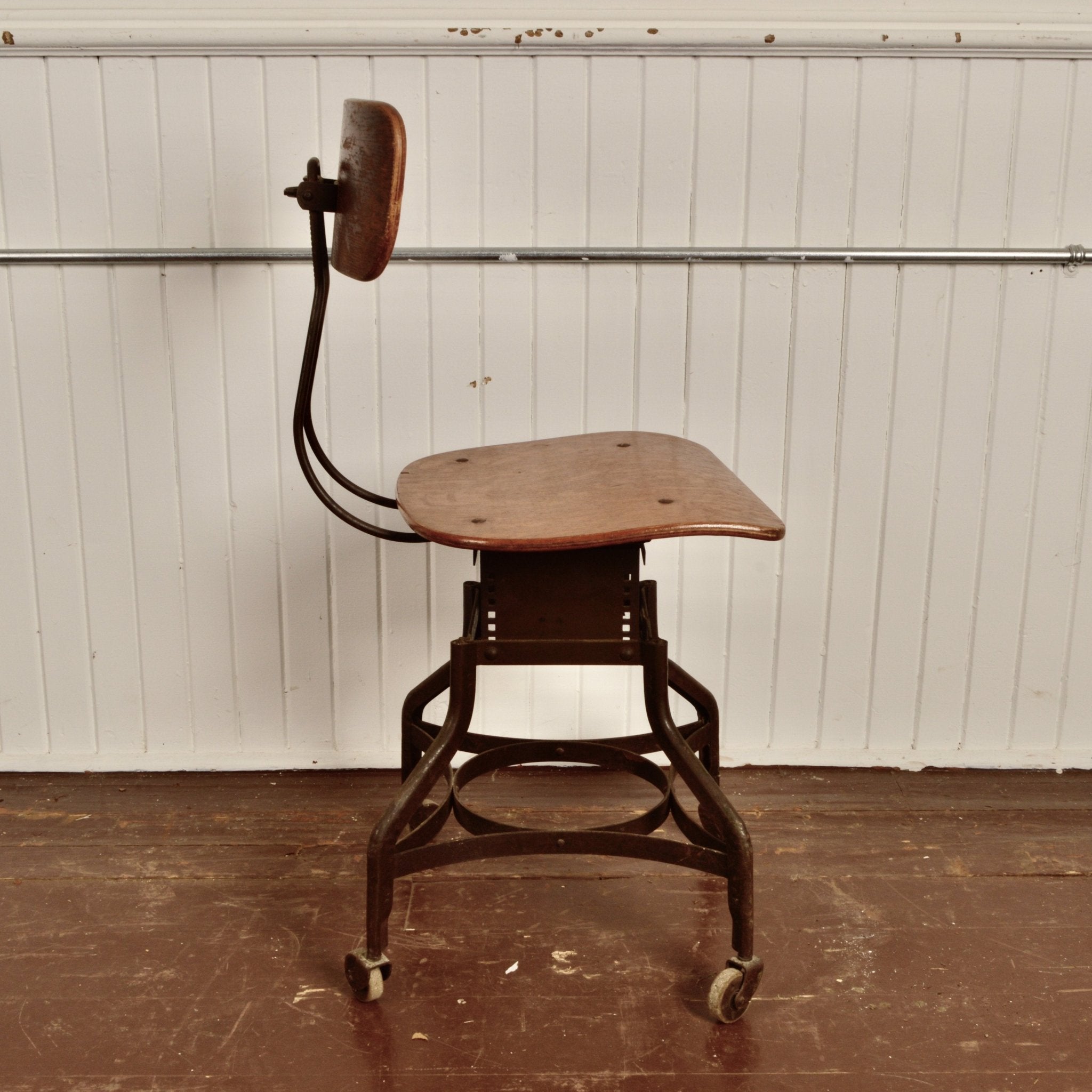 Toledo Industrial Stool on Castors - Salvage-Garden